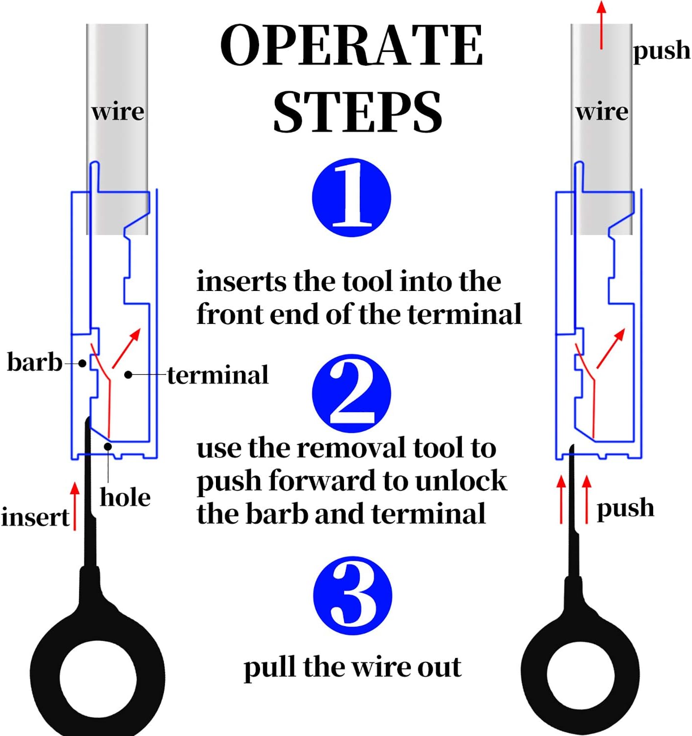 BingSnow 26Pcs Terminals Removal Tools for Car Auto Electrical Wiring Crimp Connector Pin Extractor Puller Repair Remover Key Tools Set for Most Connector Terminal