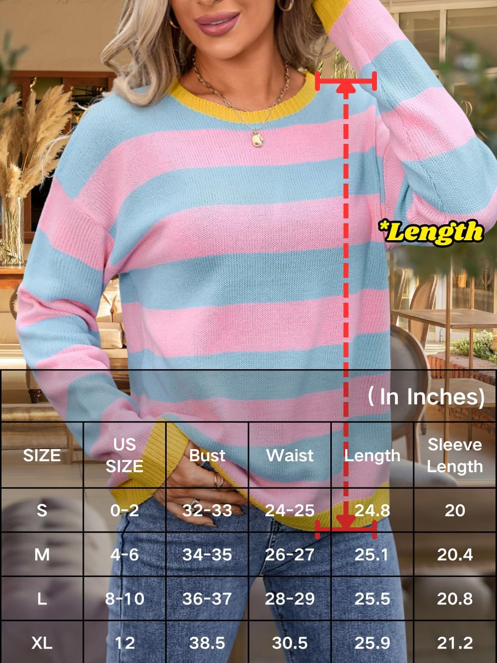 Colorful Striped Sweater,Cute Color Block Sweaters for Women,Fall Knit Tops Family Photo Costume - Image 5