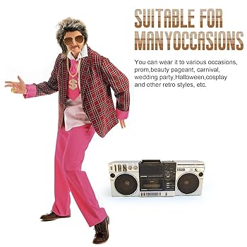 ATSNOSH 70er 80er Jahre Kostüm Set - Vokuhila Perücke Mit Sonnenbrille & Schnurrbart