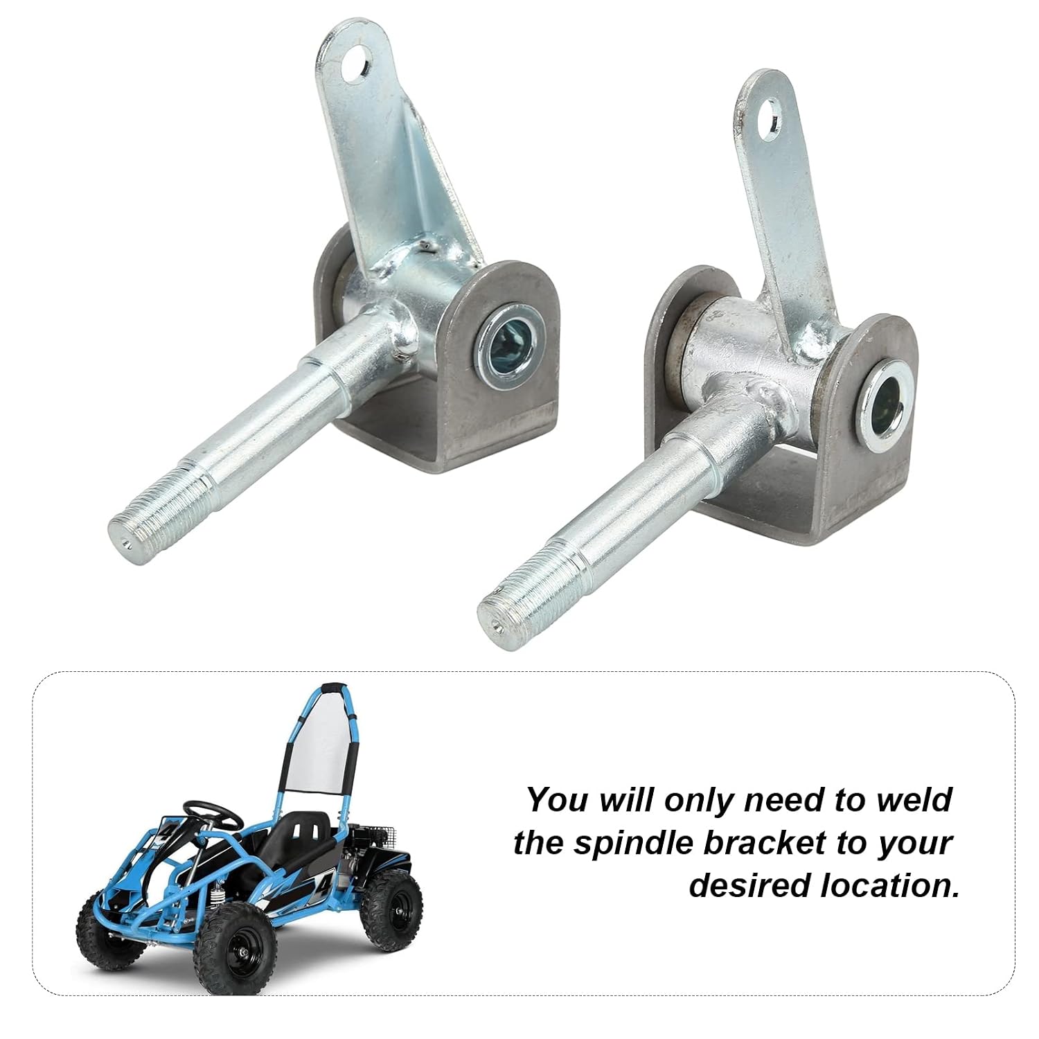 Yctze Go Kart Spindle Set Spindle Bracket Set 4.5inx5/8in 2pcs Right Left Steel Alloy Spindle Bracket Set for Go Kart Accessories