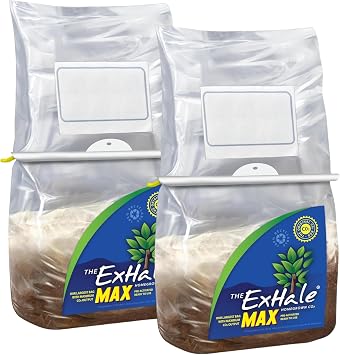 Exhale Homegrown CO2 MAX - Largest CO2 Bags for Indoor Grow Rooms & Grow Tents - Foliage Mushroom Bags 2 Pack