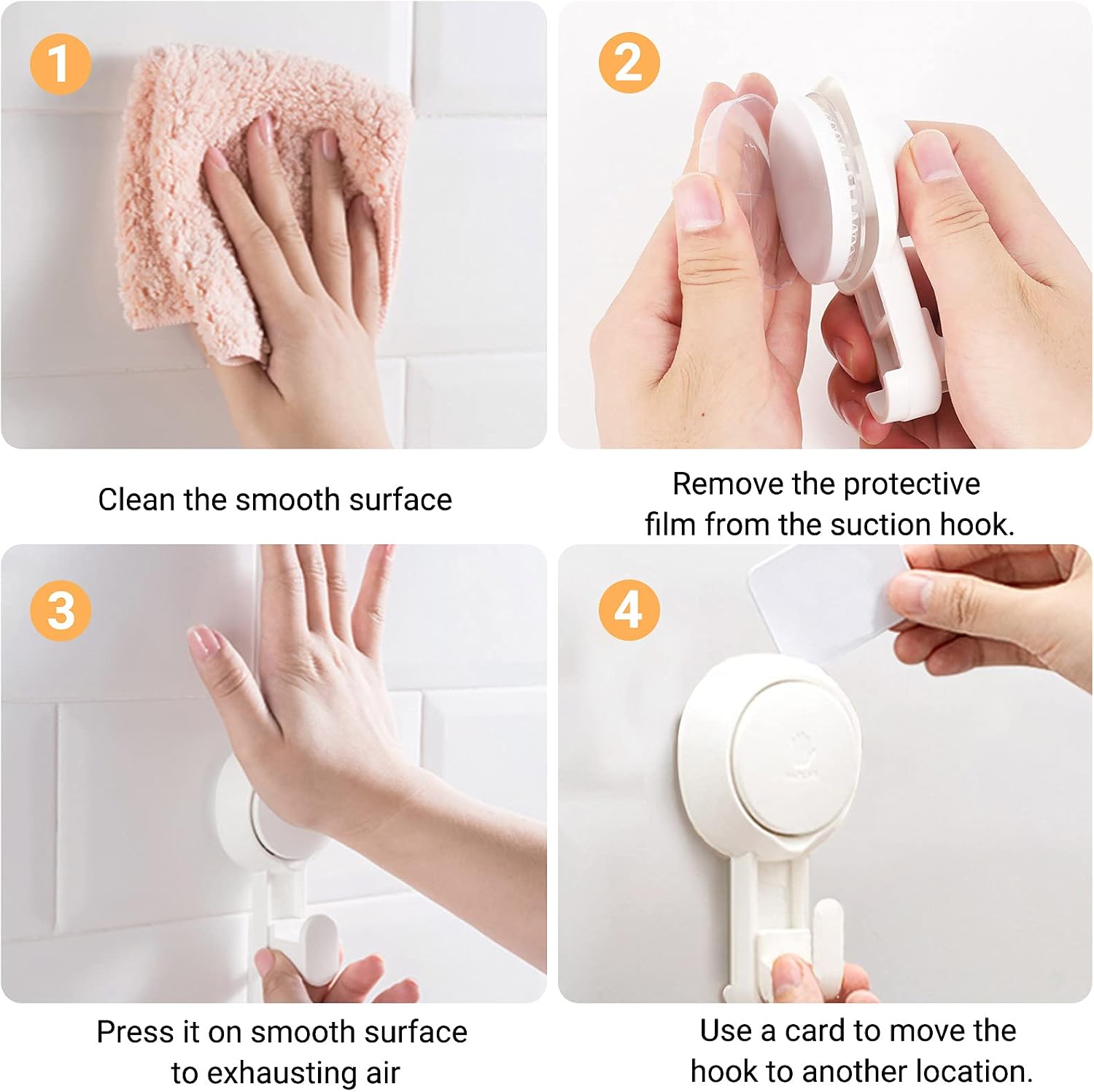 Marchpower Shower Hooks for Inside Shower Reusable Waterproof Utility Suction Cups Hooks - 2 Pack Heavy Duty Vacuum Hook Home Kitchen Bathroom Wall Holder Hanger for Towel Loofah Cloth Key & Ceiling