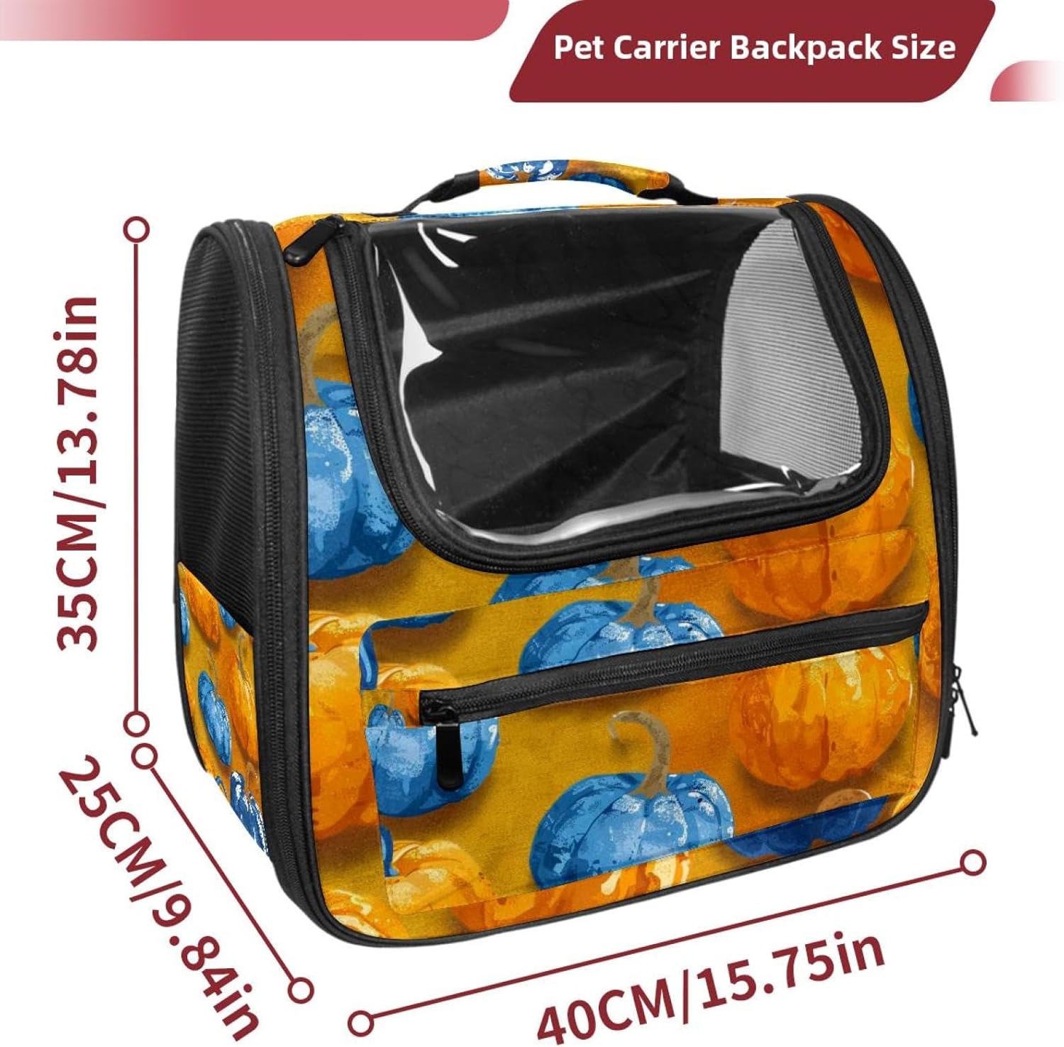 Bright Pumpkins on White Background 2_25 Traveler Backpack Pet Carriers for Cats and Dogs