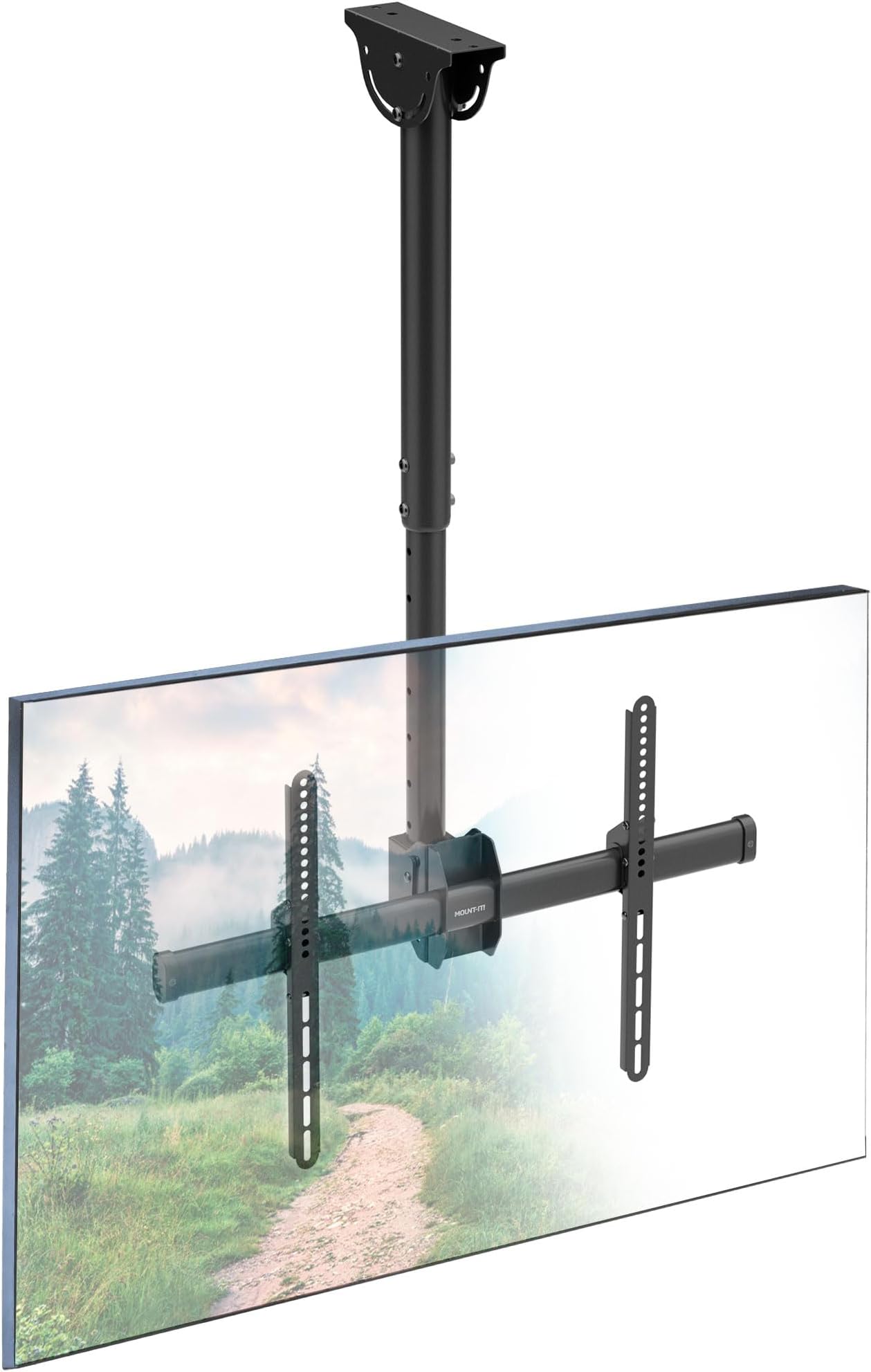 MI-509B TV Ceiling Mount Bracket Adjustable Height Full Motion 360 Degree Rotation Tilting Swiveling (Black)