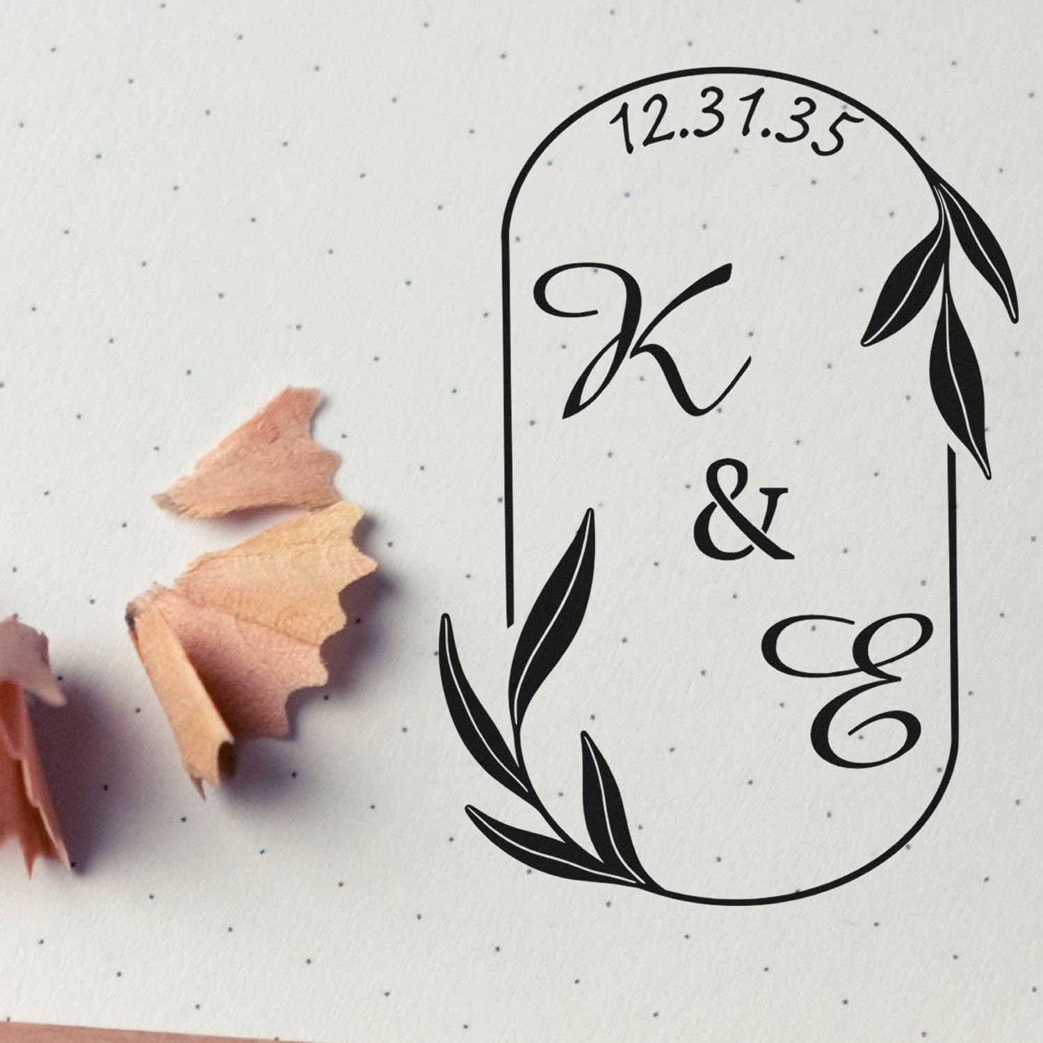 Custom Couple's Name Stamp & Script Monogram Stamper - Elegant Wedding Invitation Personalized Self-Inking Monogram Seal for Cards, Envelopes & Stationery - 1-5/8" Square Design