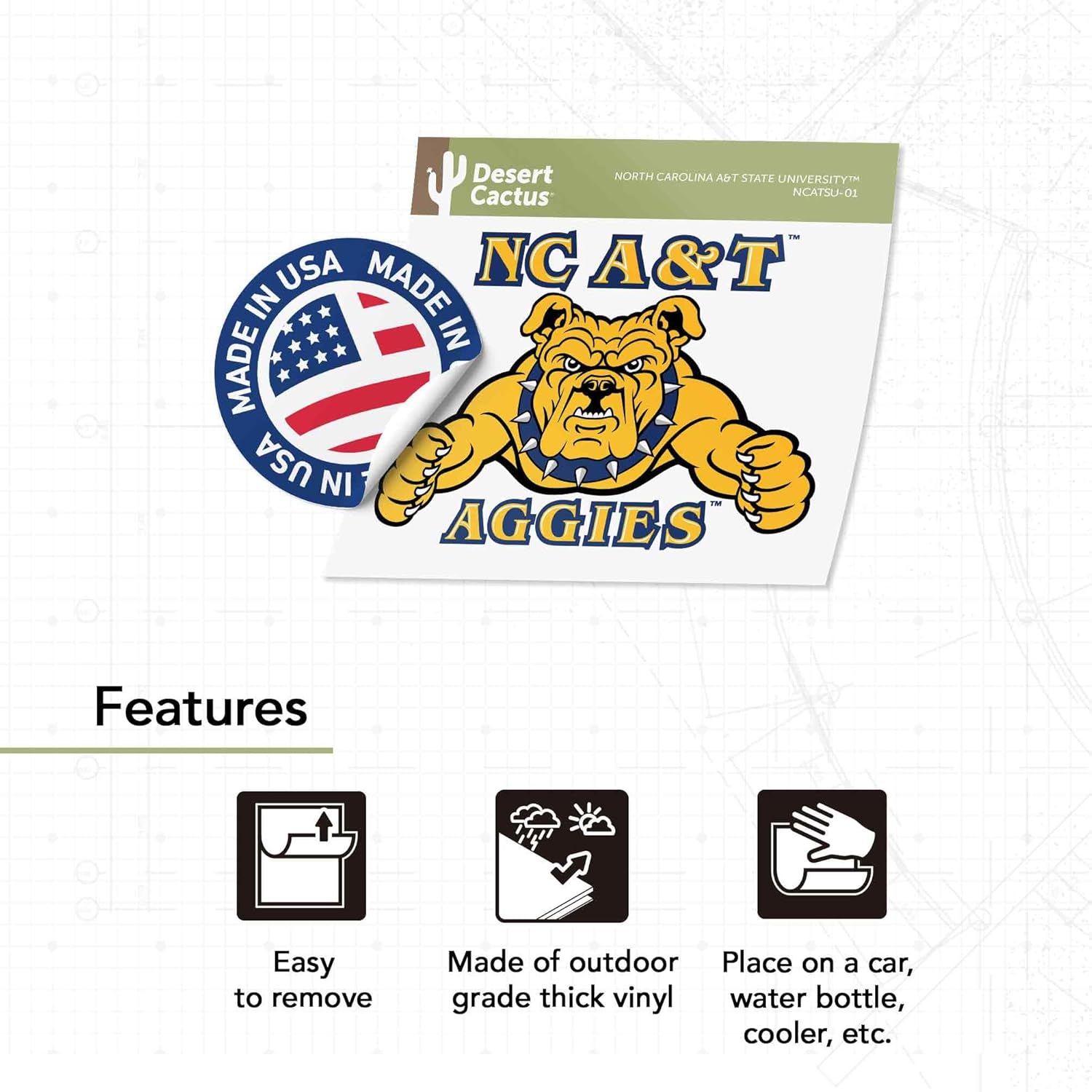 Desert Cactus North Carolina A&T State University HBCU Aggies Vinyl Decal Laptop Water Bottle Car Scrapbook Sticker (IND 01) - Image 4