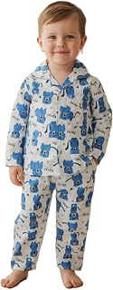 Kids Night Suit – Unisex Full Sleeves Pure Cotton 2-Piece Sleepwear Set | Soft & Breathable Night Dress for Boys & Girls (... Price In India