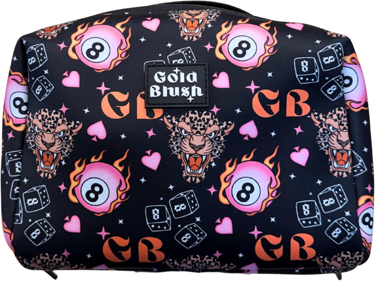 Gold Blush Neoprene Cosmetic Bag, Toiletries Bag, Travel Makeup Pouch, Multiple Colors, Water-Resistant (Emerald Green Cosmetic)