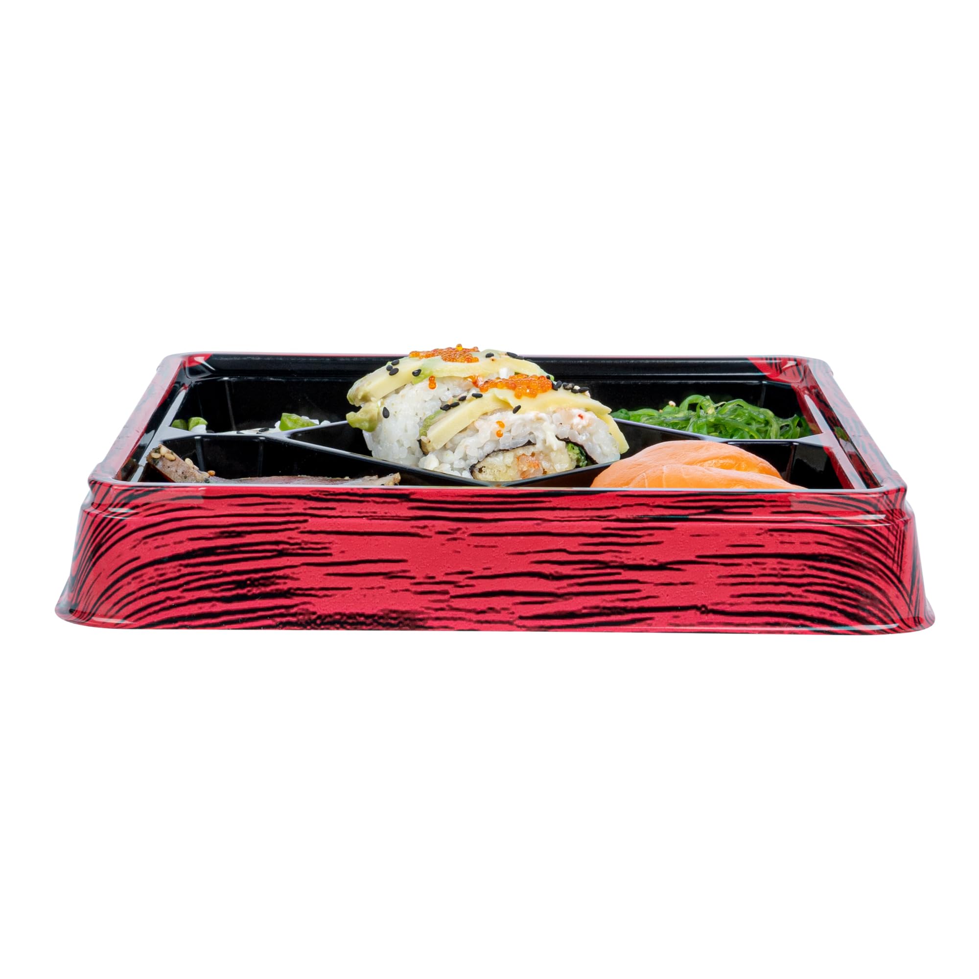 Restaurantware -Bento Tek - Contenedores de preparación de comidas de 18 onzas, 50 cajas desechables para alimentos, las tapas se venden por separado, 5 compartimentos, cajas de almuerzo Bento de