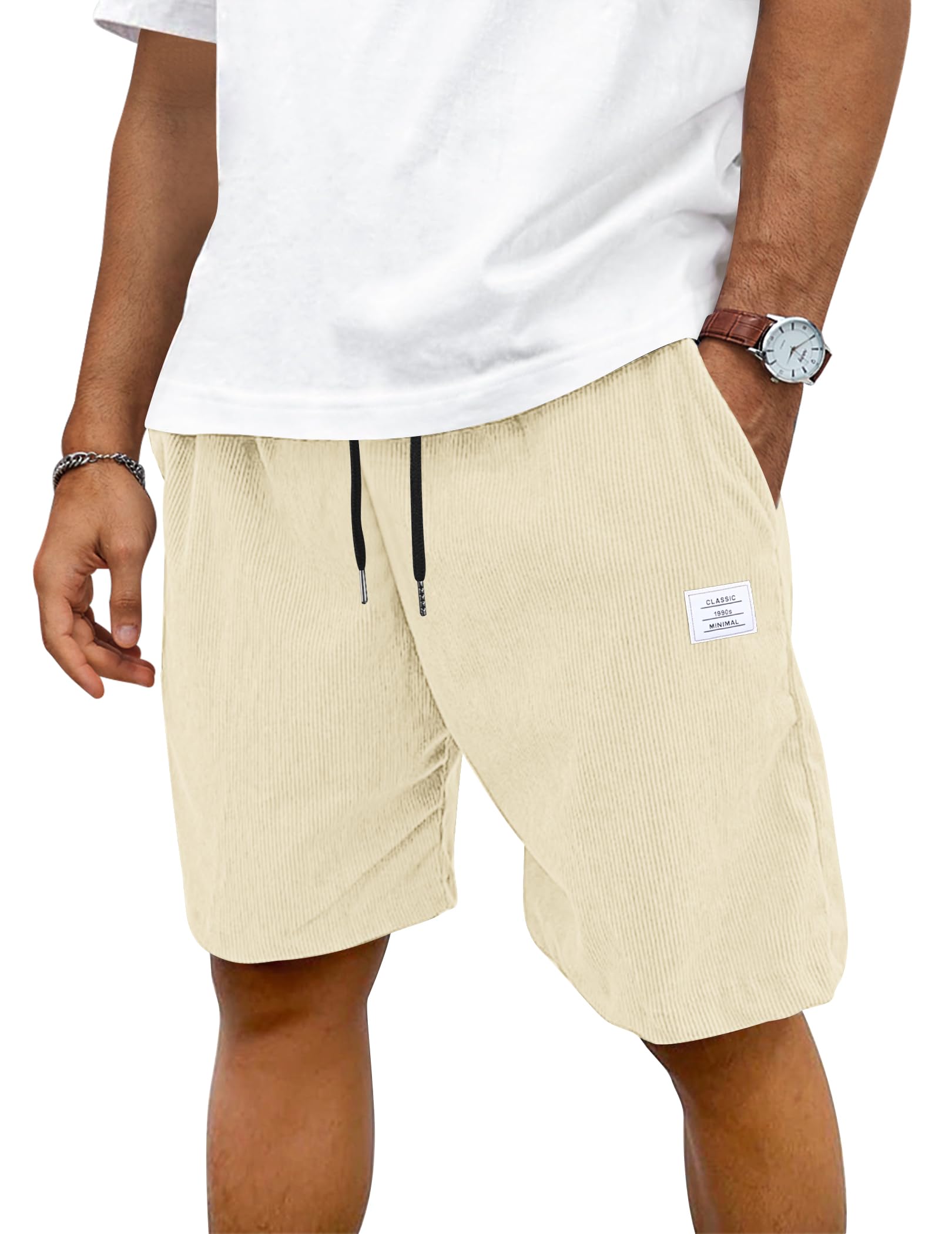 TARAINYA Velluto a Coste Pantaloncini Uomo Cotone Coulisse Estivi Causal Pantaloni Corti Uomo con Tasche
