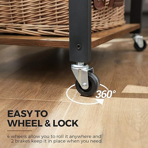 Miniatura 5 de VASAGLE Estante de cocina con ruedas, carrito de servicio de 23.6 pulgadas con 3 estantes, carrito de cocina, estante de microondas, para mini café