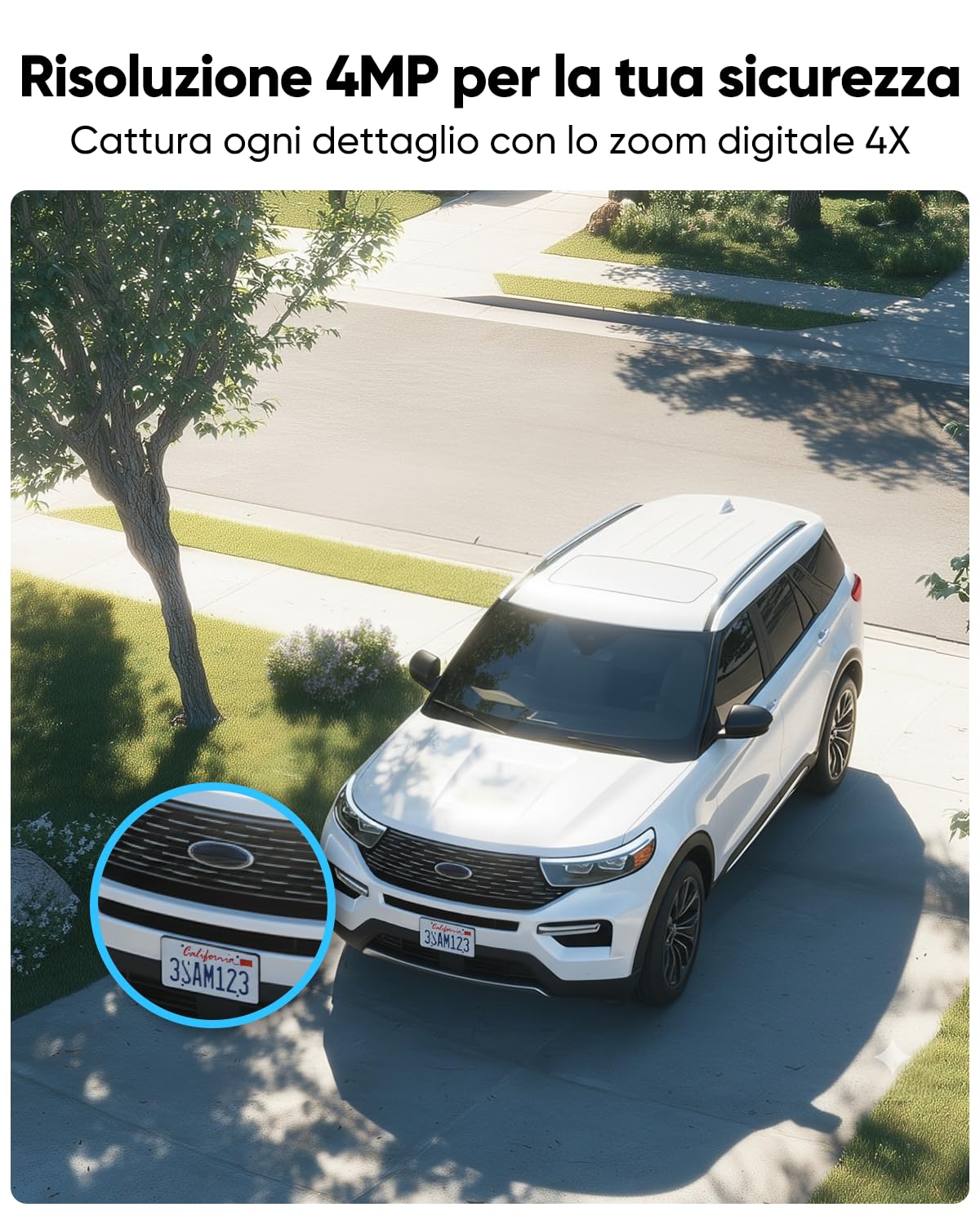 blurams 2K Telecamera Wi-fi Esterno Senza Fili con Pannello Solare | 4MP, Pannello Solare Integrato, 5GHz & 2.4GHz WiFi6, 360° PTZ, Rilevamento Movimento, IP65