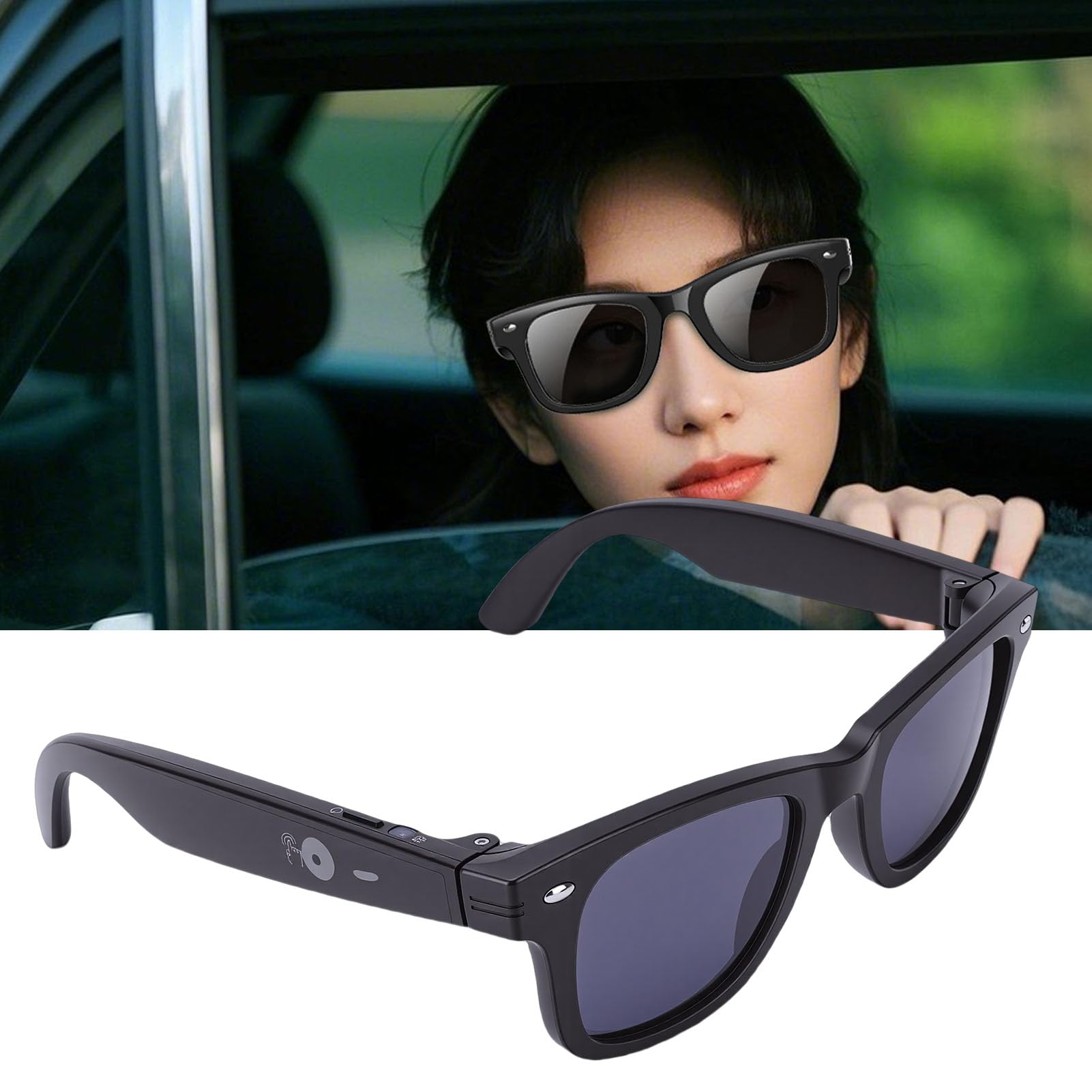 Jectse Lunettes Intelligentes AI, Traduction en Temps Réel Bluetooth 5.3 avec Prise en Charge ChatGPT 4.0, pour Les Appels Musicaux et Les Voyages Internationaux