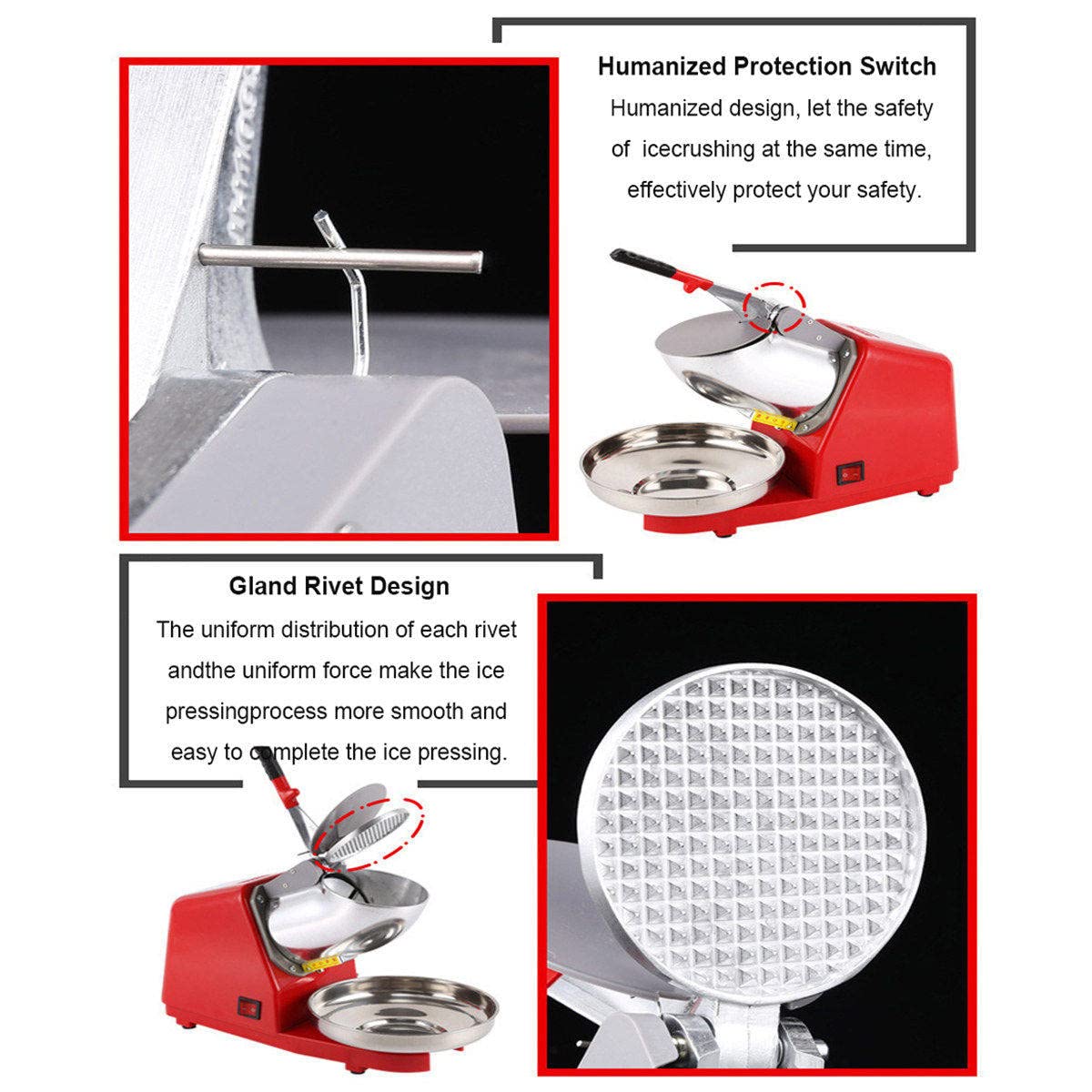 Rasoio Per Ghiaccio Aggiornato (Doppie Lame/Doppie Coperture/Doppie Scanalature/Tubo Di Scarico), Tritaghiaccio, Creatore Di Coni Di Neve, 85 Kg/H, 2200 Giri/Min,Per Uso Domestico E Commerciale,C