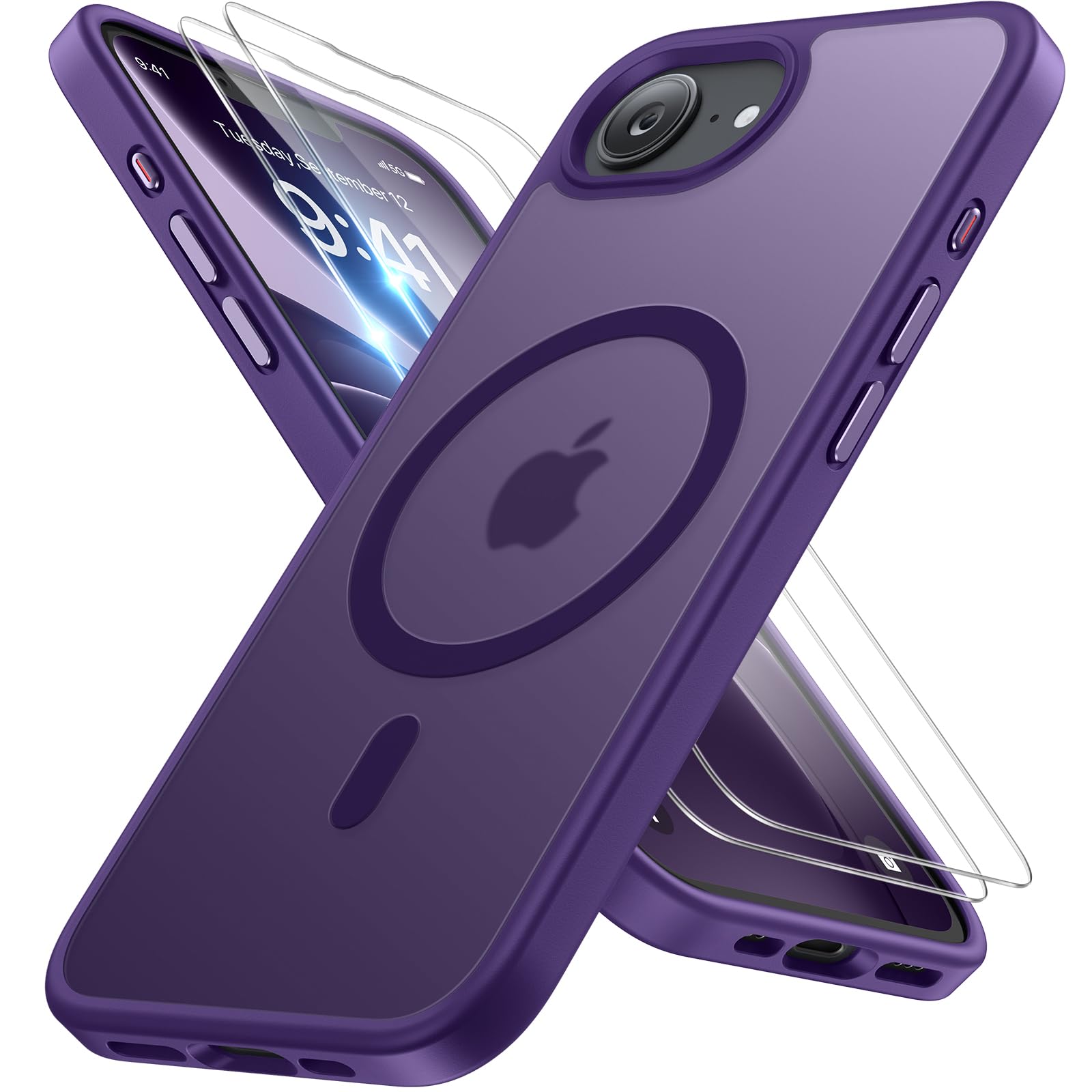Miracase Magnetisch für iPhone All Series Hülle mit Magsafe [TOP Militärschutz & Magnetkraft] Stoßfest Kratzfest mit Samtiger Haptik Extrem Langlebig Handyhülle für iPhone