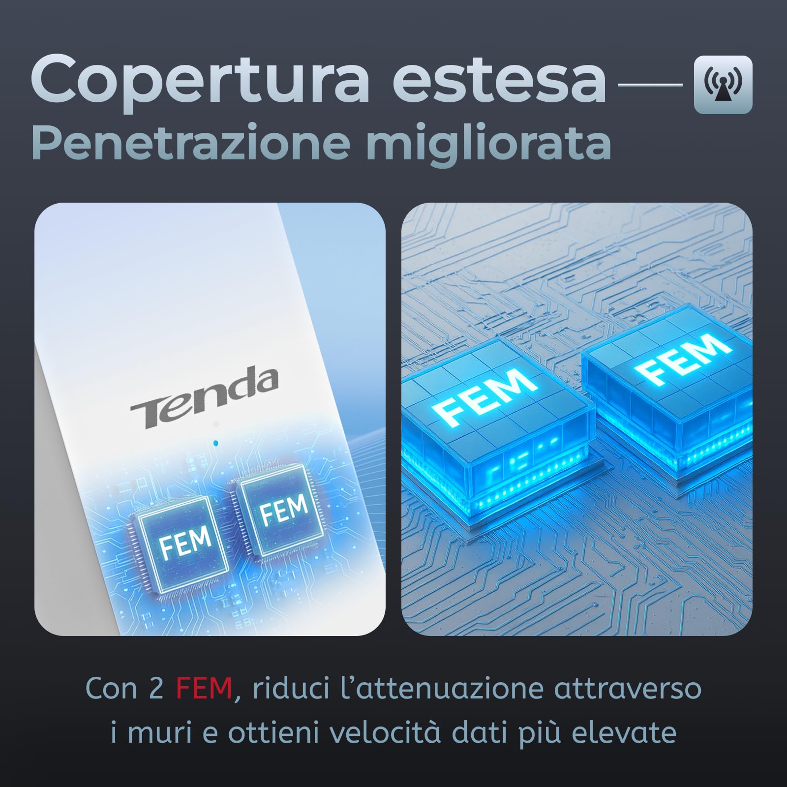 Tenda Ripetitore WiFi AC1200, Amplificatore Dual Band con Porta Ethernet, WiFi Extender e Access Point, Compatibile con Tutti i Router, Indicatore LED, WPS, Controllo da App(A18)