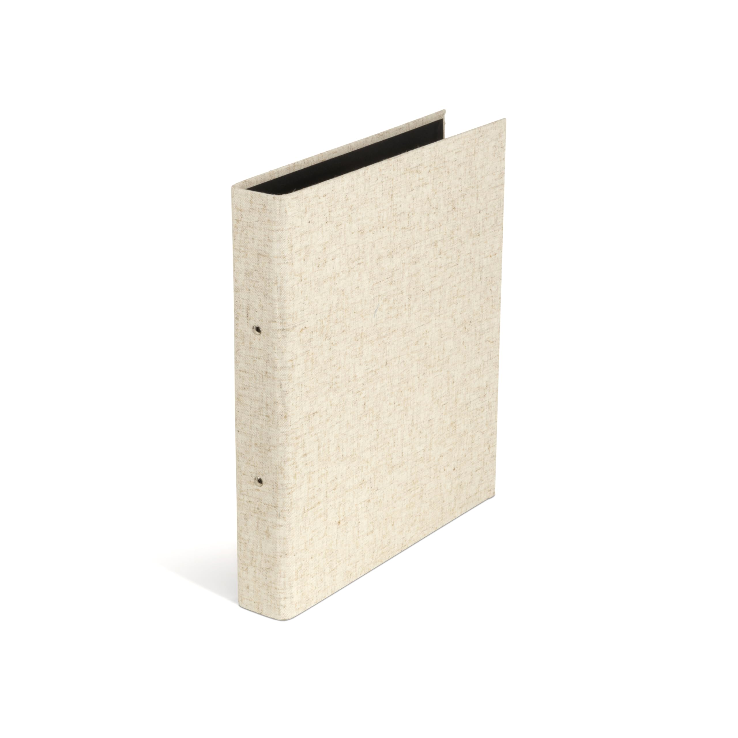 Bigso Box of Sweden Ring Binder - Narrow Fibreboard and Linen Effect Document Organiser - Document Holder for Papers, Transparent Pockets or Dividers - Grey