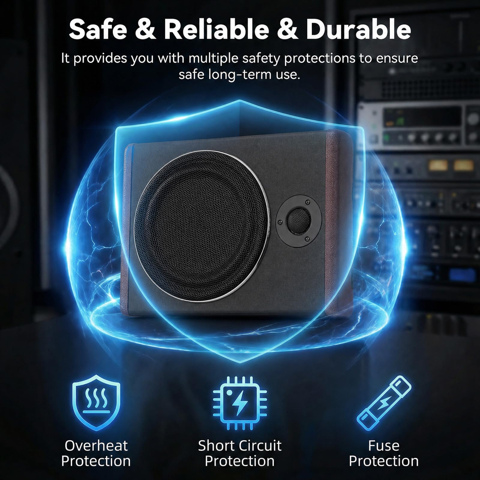 OiLiehu Untersitz Auto Subwoofer 600W, 8" Schlanker Auto Subwoofer mit Stereo-Surround-Sound, Bassverstärkung, Integrierter Audioverstärker, Plug-and-Play