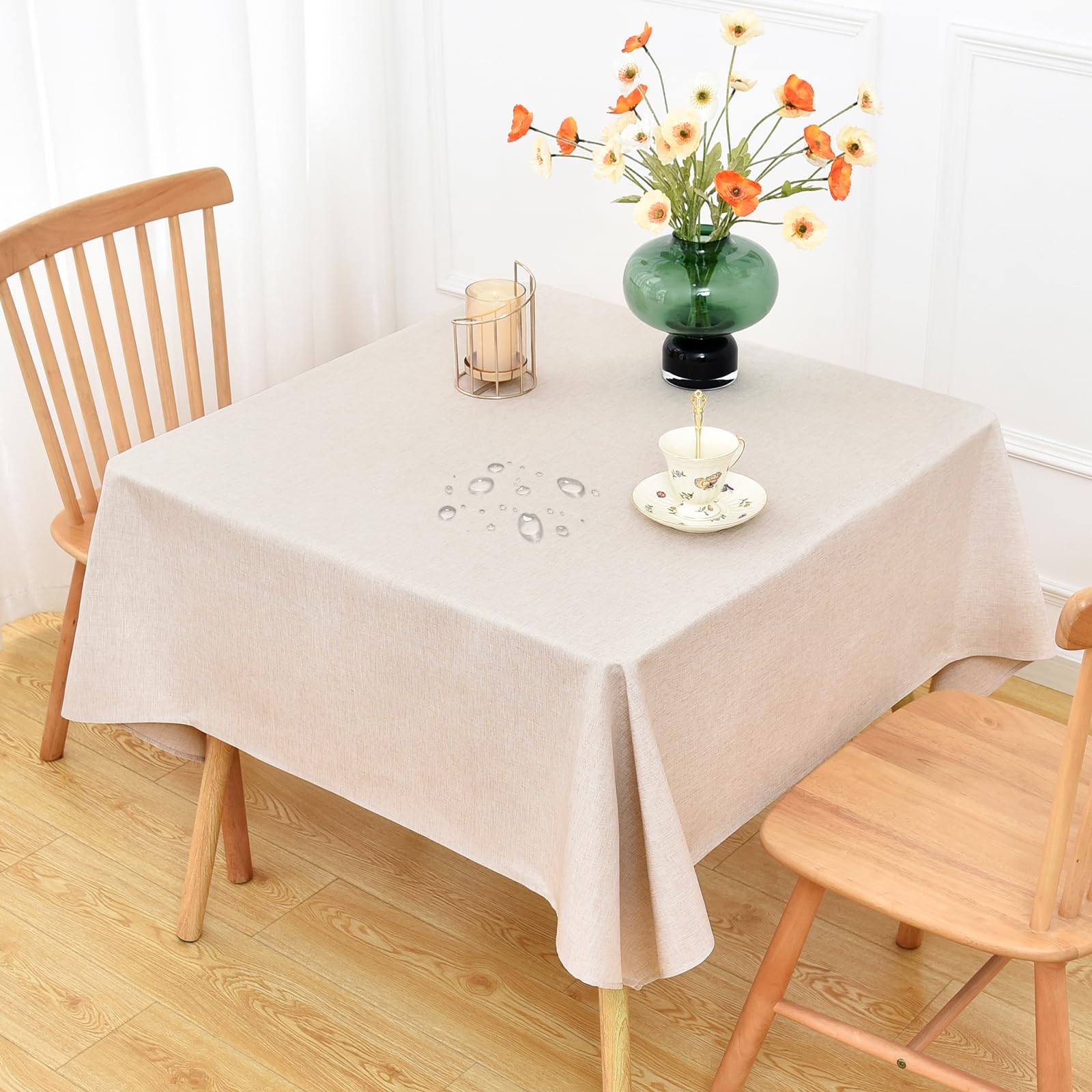 NEWISHER Farmhouse Water Resistant Square Tablecloth 138x138cm (54x54inch)
