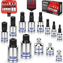13-Piece XZN Triple Square Spline Bit Socket Set, M4-M18, Premium S2 Steel