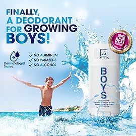 Level Up Boys Deodorant: Aluminum-Free, Alcohol-Free, Paraben-Free, 24 Hr Odor Protection, Clean Fresh Scent, Kids & Tweens, Made in the USA