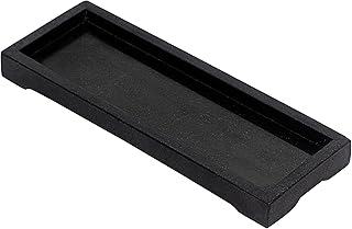 Marble Rectangle Vanity Tray | Scratch Resistant Bathroom Counter Tray for Soap Dispenser, Toiletries, Kitchen Sink and Toilet Tank | Decorative Small Marble Trays for Home Use (Black, 11x4 in)