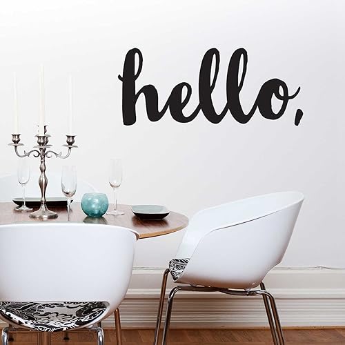 Miniatura 3 de Calcomanía de pared con texto en inglés Hello Quote (dorado)