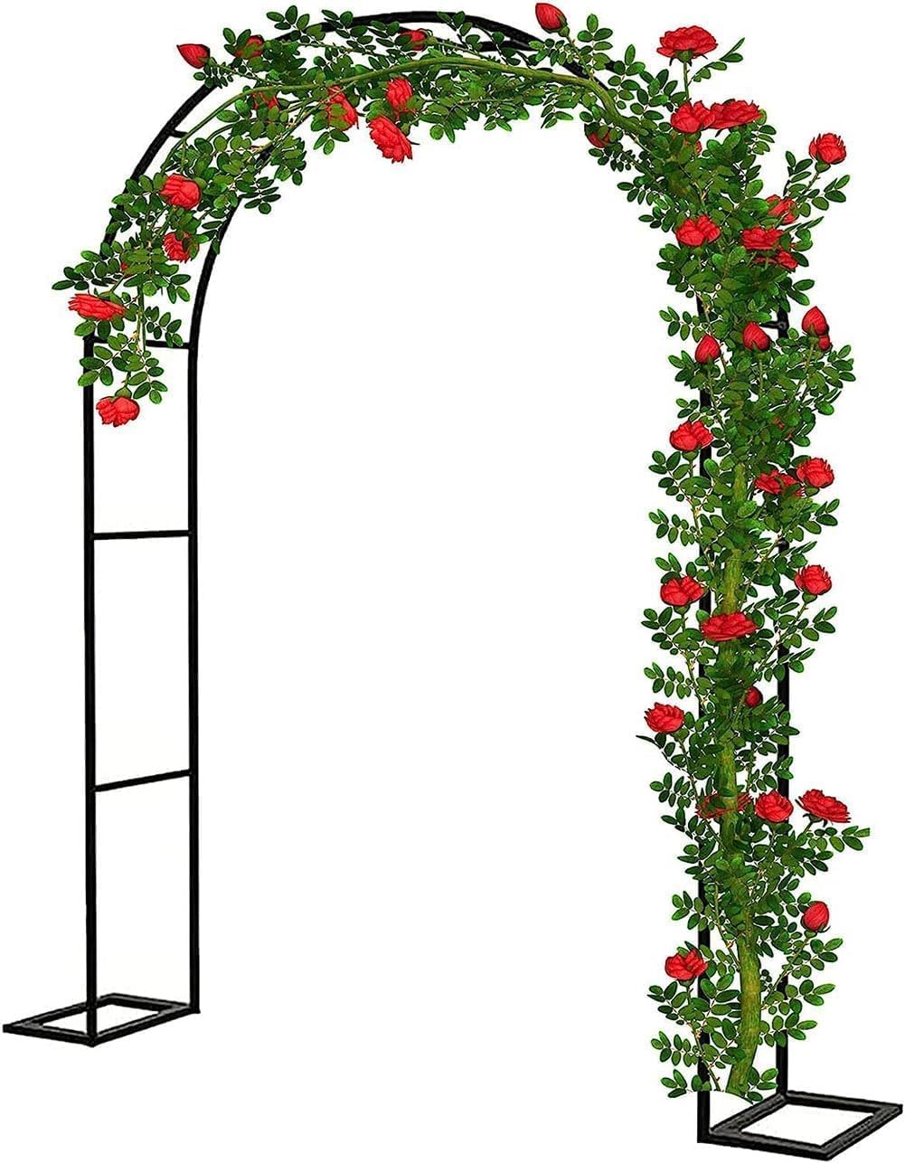 Treillis d'arche de jardin en métal pour plantes grimpantes – Tonnelle d'extérieur durable pour vignes, fleurs et légumes – Structure de support élégante de jardin (l x H 2,2 m)