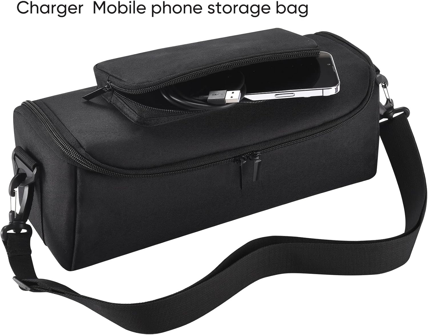 Portable Carrying Case for Sony SRS-XB43 Speaker -Travel Bag with Extra Pockets for Charger, Cables & Accessories, Durable Shoulder Strap for Outdoor, Party, Beach - Image 3