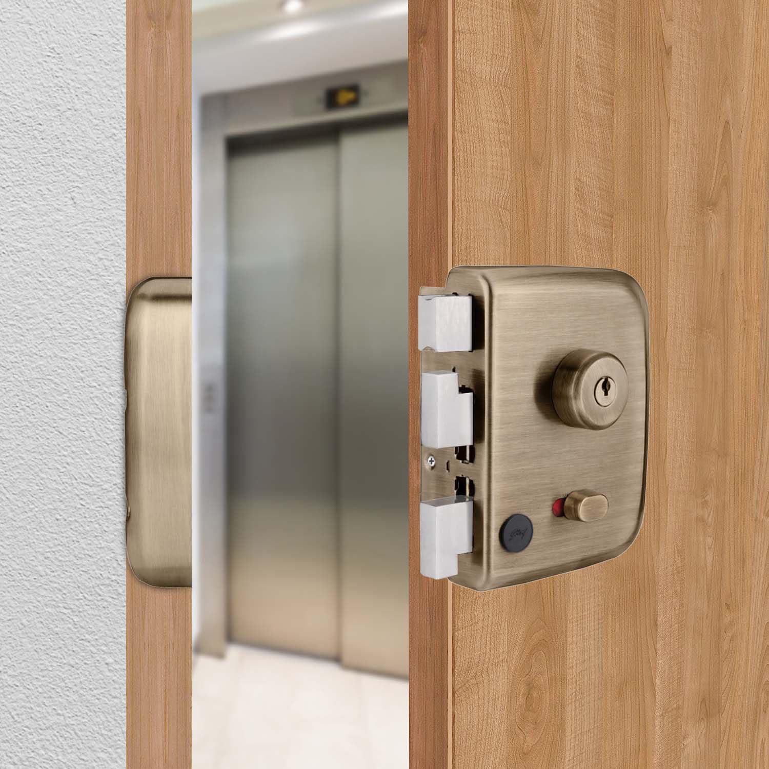Godrej Centaur Rim Lock I World's 1st Dual Motion Lock | Ultra XL+ Technology| 4 Keys I 2C Dead Bolt Lock for Main & Safety Door I Suitable for Single & Double Wooden Door I Antique Brass Finish