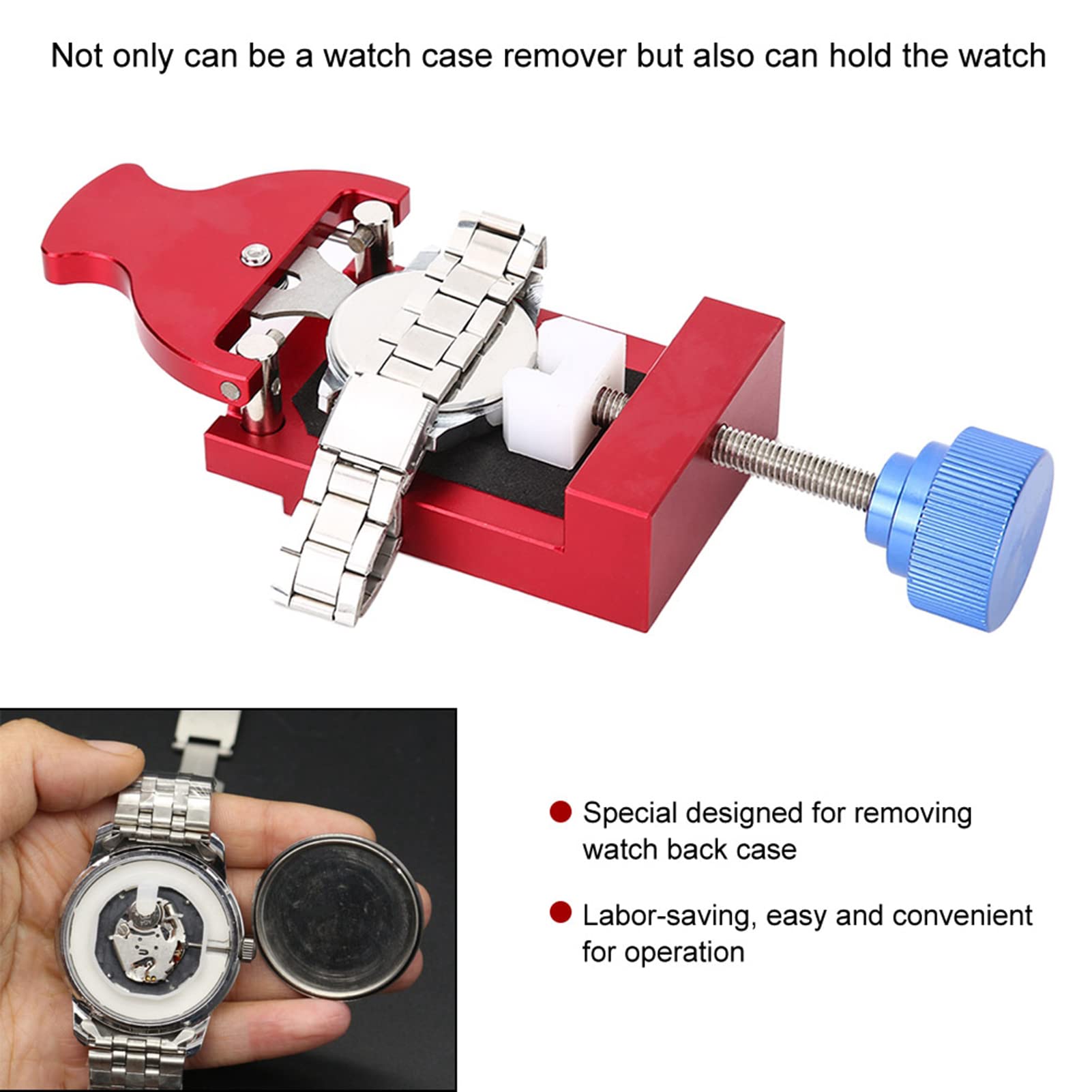 Apri-cassa per orologi a scatto, strumento per rimuovere la cassa posteriore degli orologi, utensile di precisione in metallo per la riparazione degli orologi con piedino