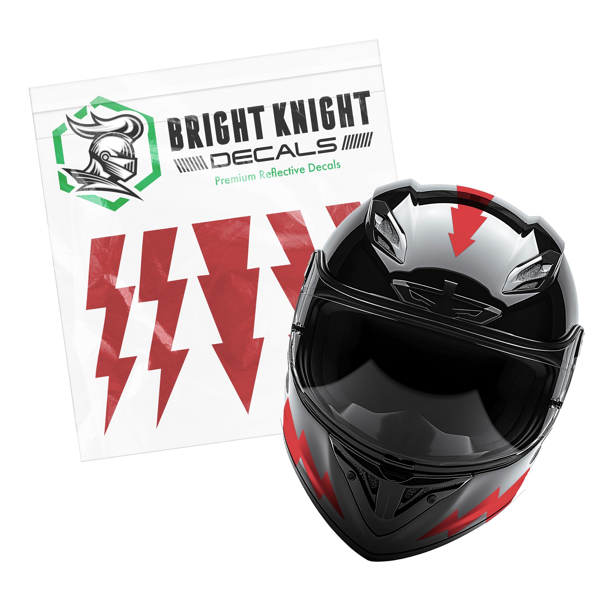 Bright Knight Decals Reflective Lightning Bolt Stickers (Red, Pack of 1)
