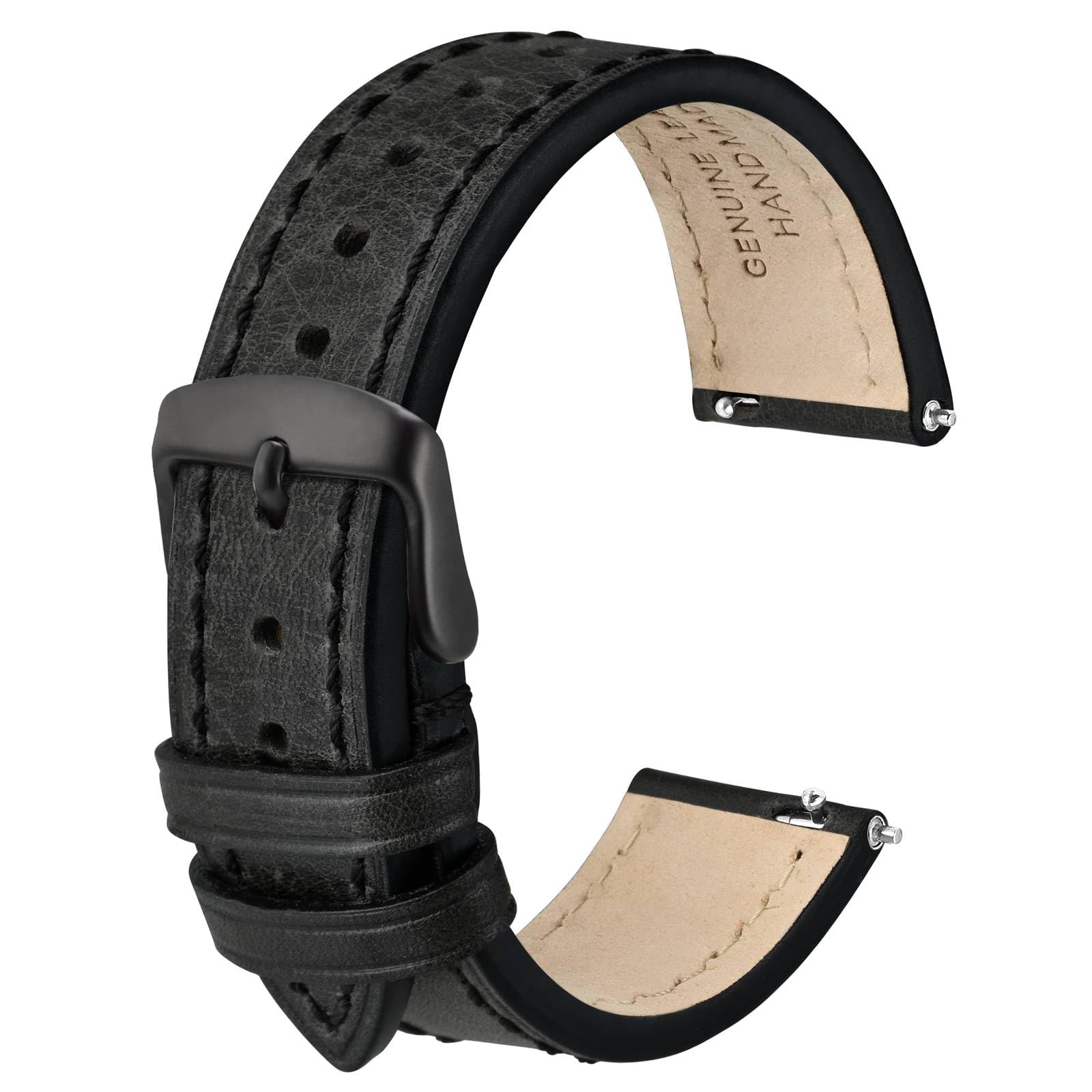 Anbeer Vintage Leder Uhrenarmband, 18mm 20mm 22mm Schnellverschluss Ersatz Kalbsleder Uhrenarmband für Männer und Frauen, Edelstahlschnalle