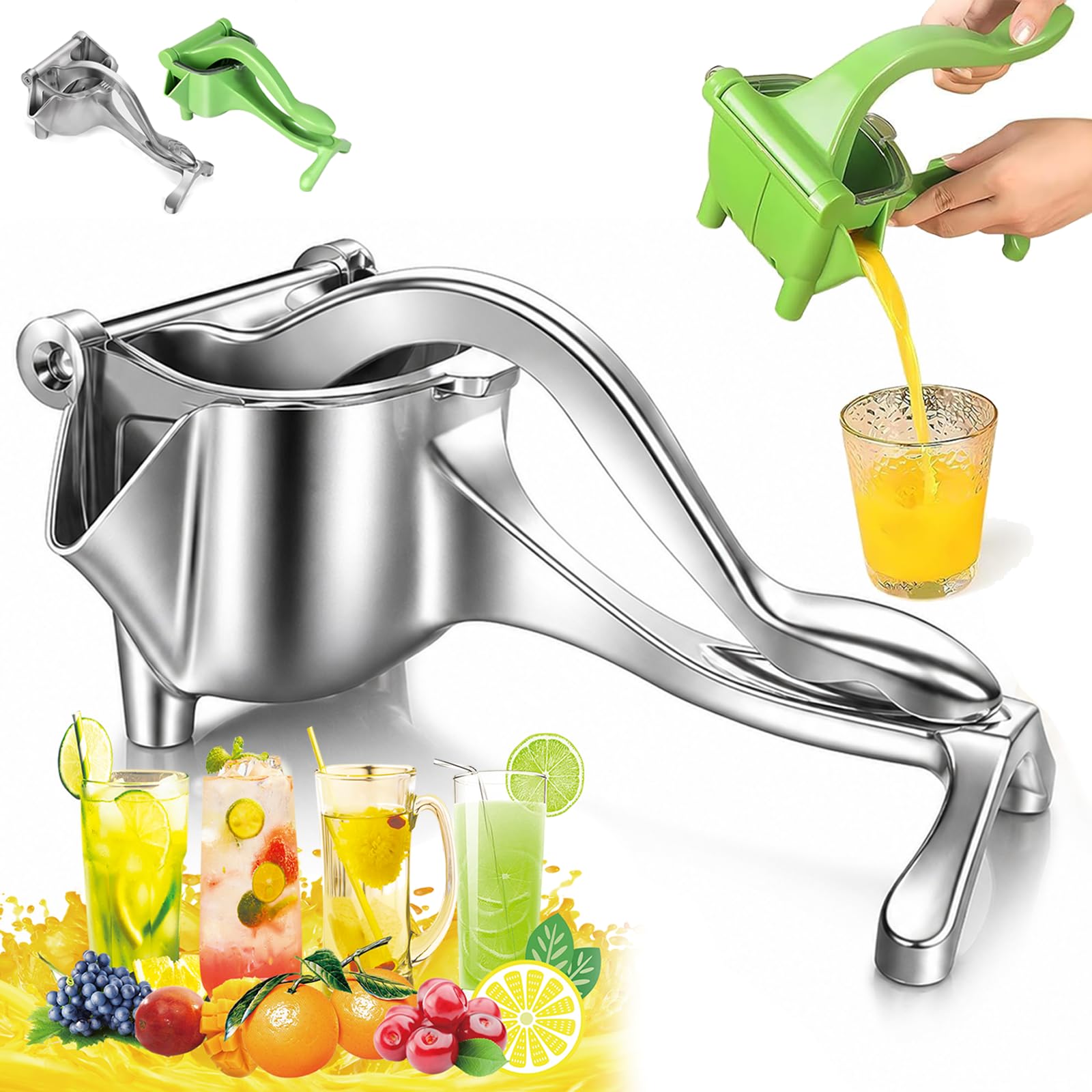 Exprimidor de Limones Manual en Aleación de Aluminio - Prensa Manual de Frutas Robusta para Naranjas y Granadas - Extractor de Zumo Ergonómico con Boquilla en Forma de V (B-Large)