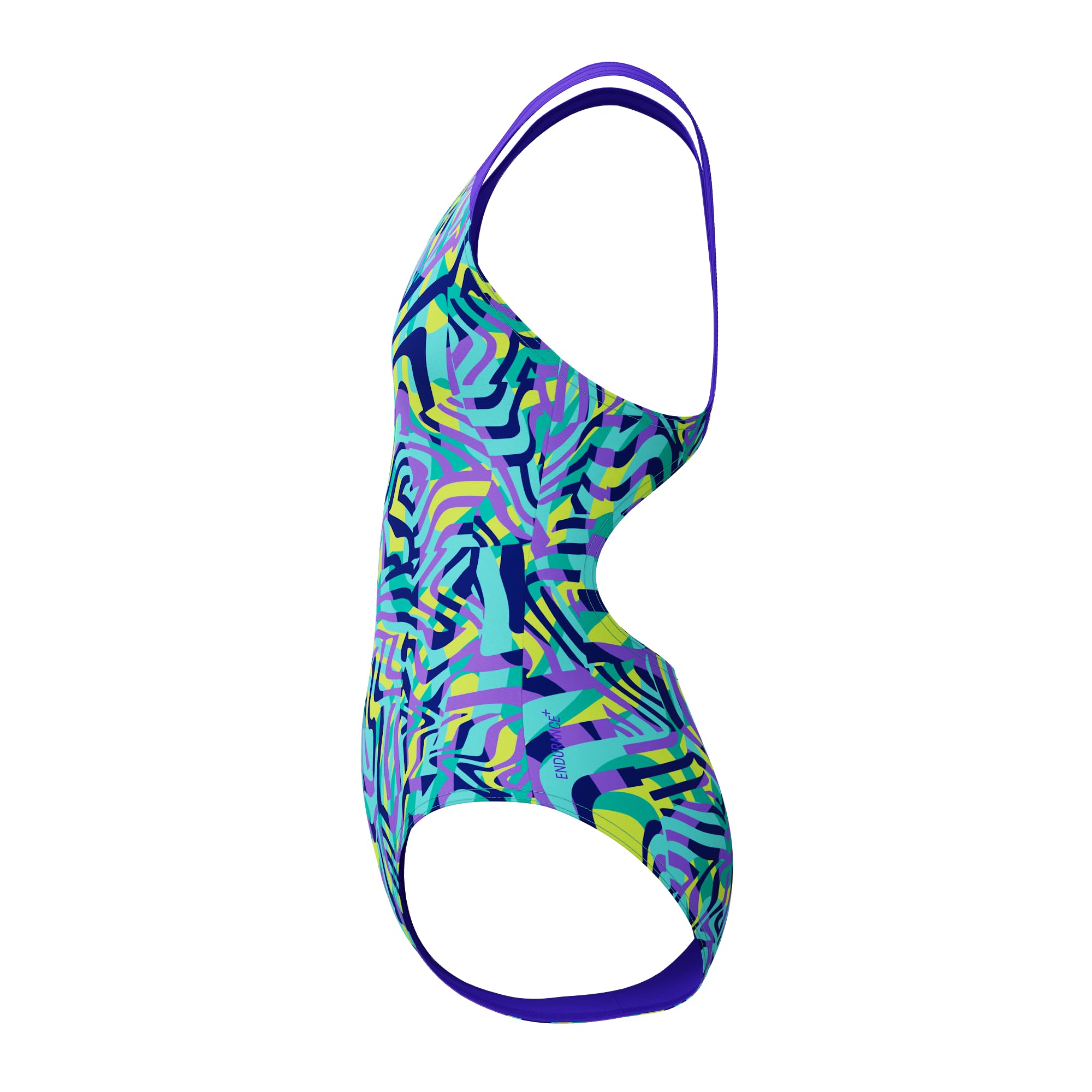 Speedo Traje de baño digital para niñas, color azul y morado