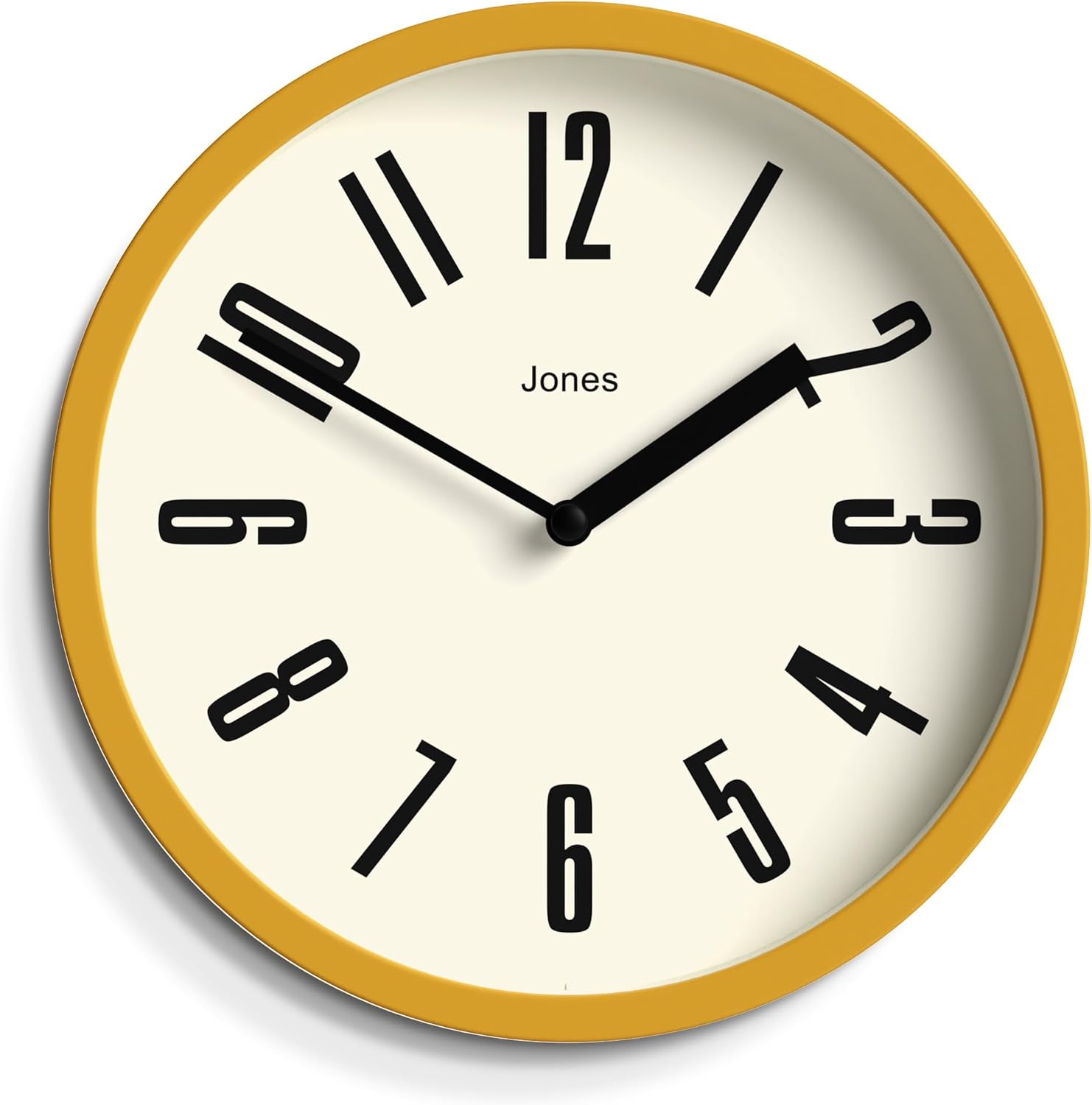JONES CLOCKS Modern Matt Yellow Wall Clock Small Round