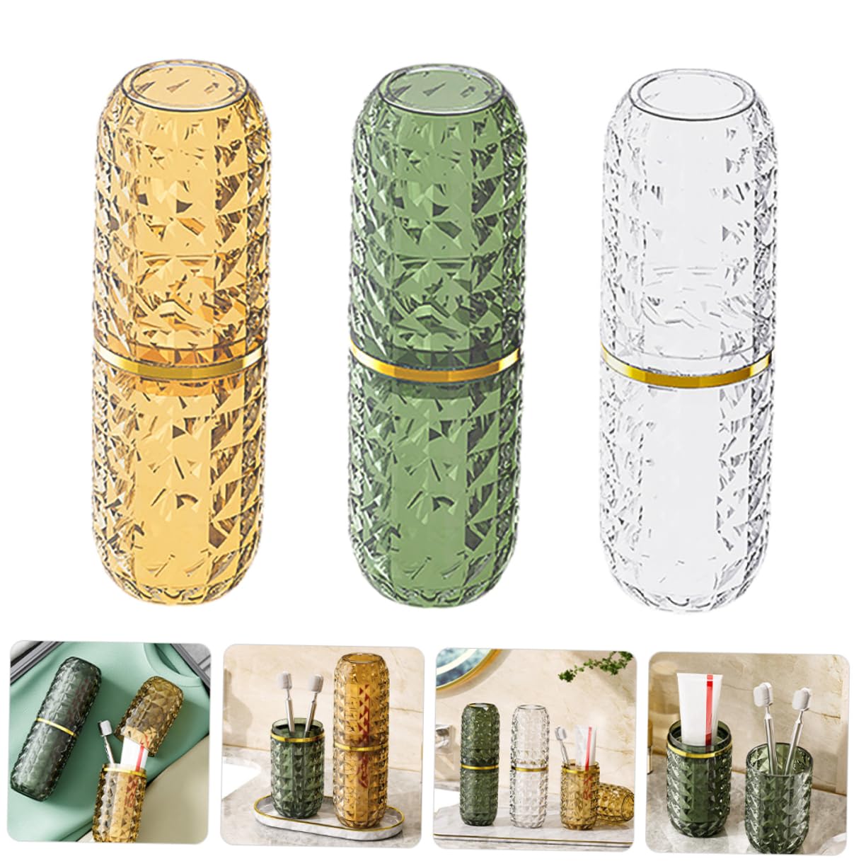 Yardenfun 3pezzi Portaspazzolini Da Viaggio Da Contenitore Per Dentifricio Organizer Portatile Per Spazzolini Portaspazzolino Per Bagno Portaspazzolino