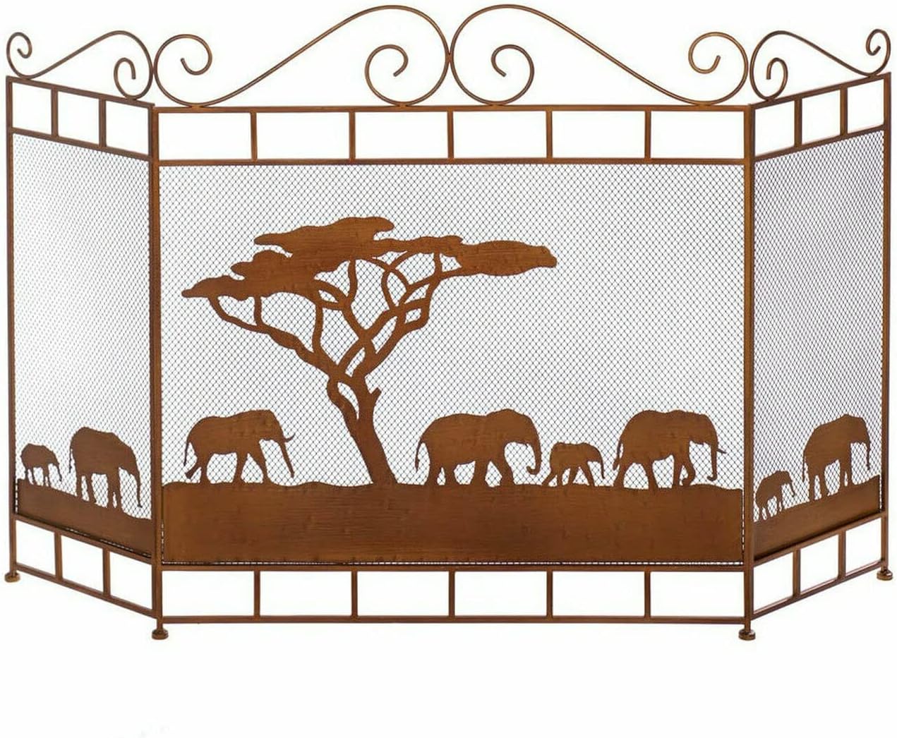 Elephant Fireplace Screen – Flat Decorative Screen for Fireplaces, Unique Home Decor, Animal-Themed Fire Place Guard, Elegant Fire Safety Accessory