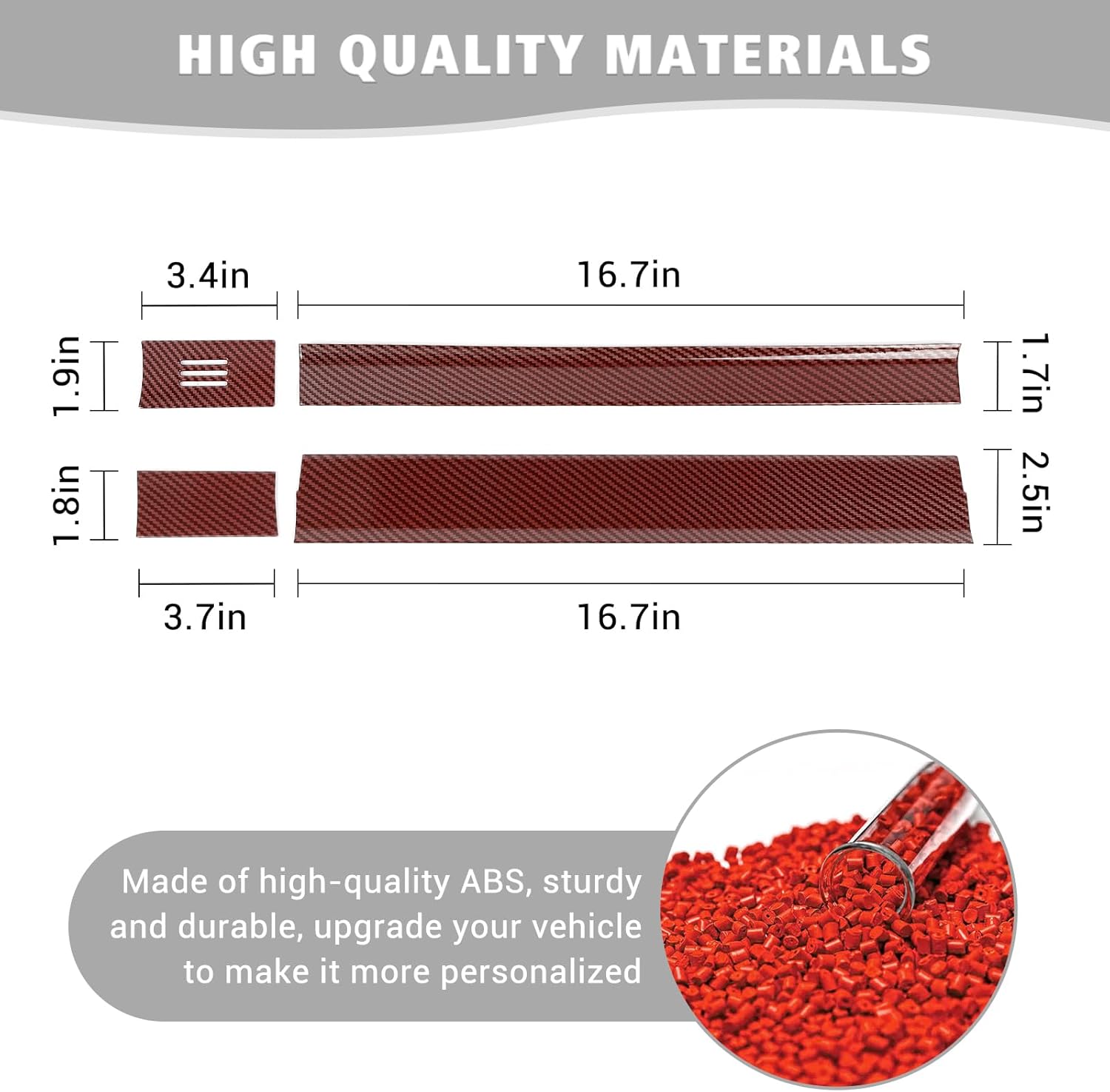 Jimen Compatible with Ford F150 2015-2020, 4PCS Center Console Panel Dash Cover Interior Trim Accessories (Red Carbon Fiber)