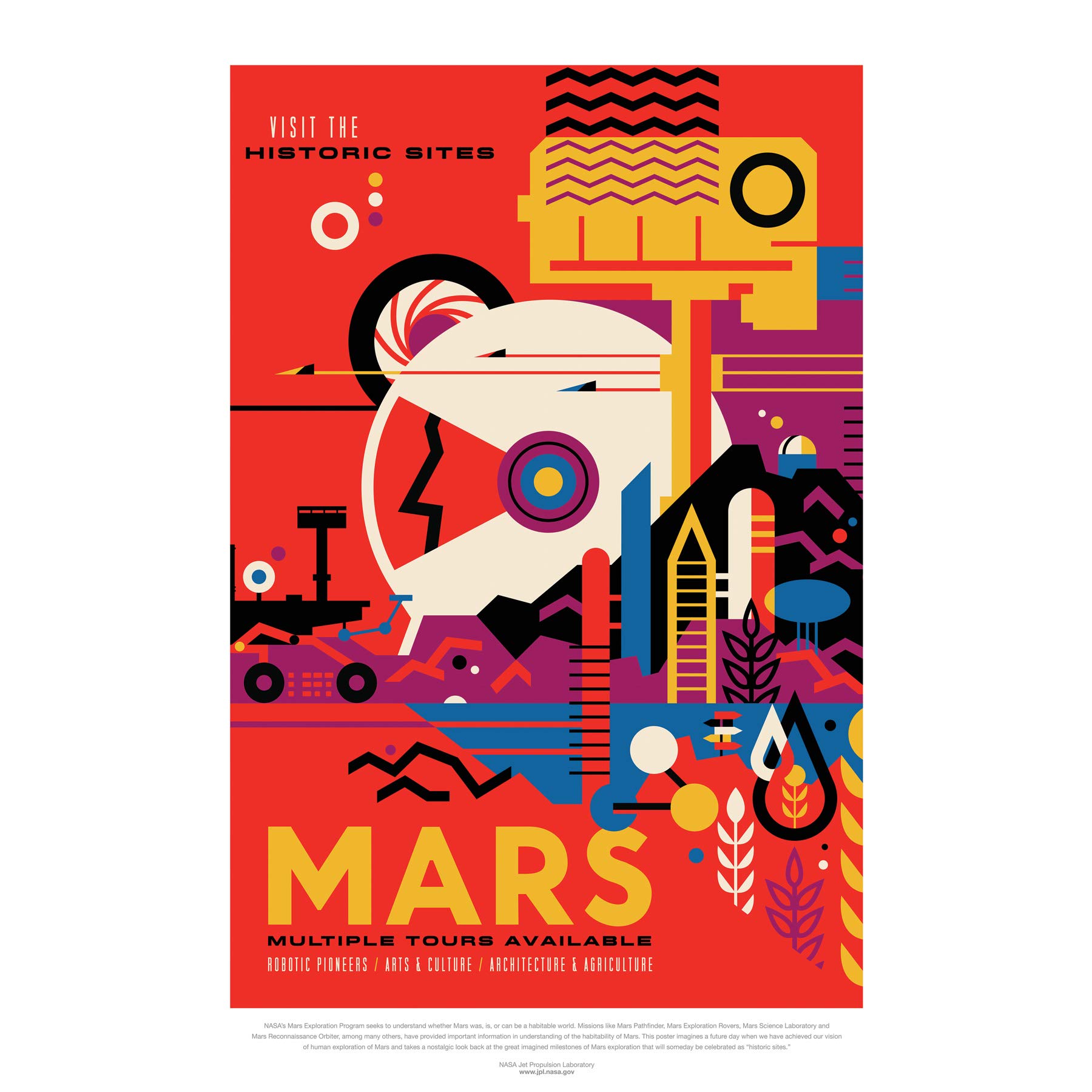 Wee Blue Coo NASA Space Travel Advert Mars Large Wall Art Poster Print Thick Paper 18X24 Inch