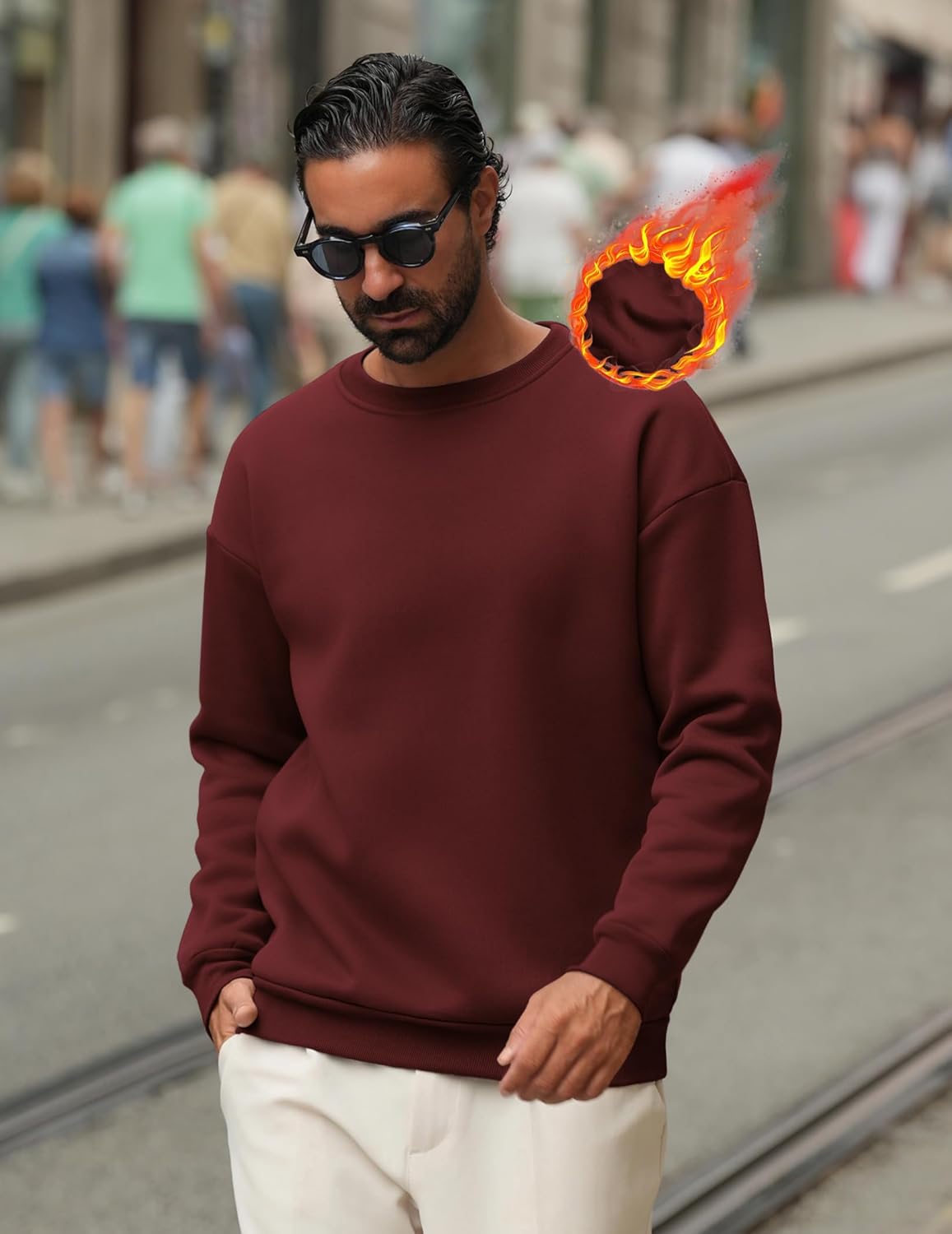 COOFANDY Men's Crewneck Sweatshirts Long Sleeves Fleece Sweatshirts Thermal Casual Pullover Shirt - Image 4