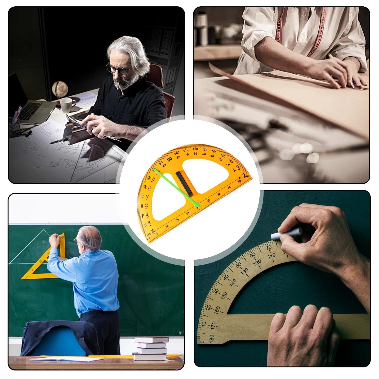 Medidor de ángulo: 45,5 x 25 x 2 cm, pieza de ABS, puntero digital | magnético de 50 cm, brújula educativa compatible con pizarra blanca con mango, regla de medición de geometría matemática