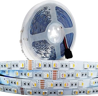 24V LED Strip Lights, 4 in 1 RGBWW RGB + Warm White 3000K 16.4ft Mixed Color Rope Light Strip SMD 5050 IP20 300 LEDs for Bedroom, Kitchen Decoration