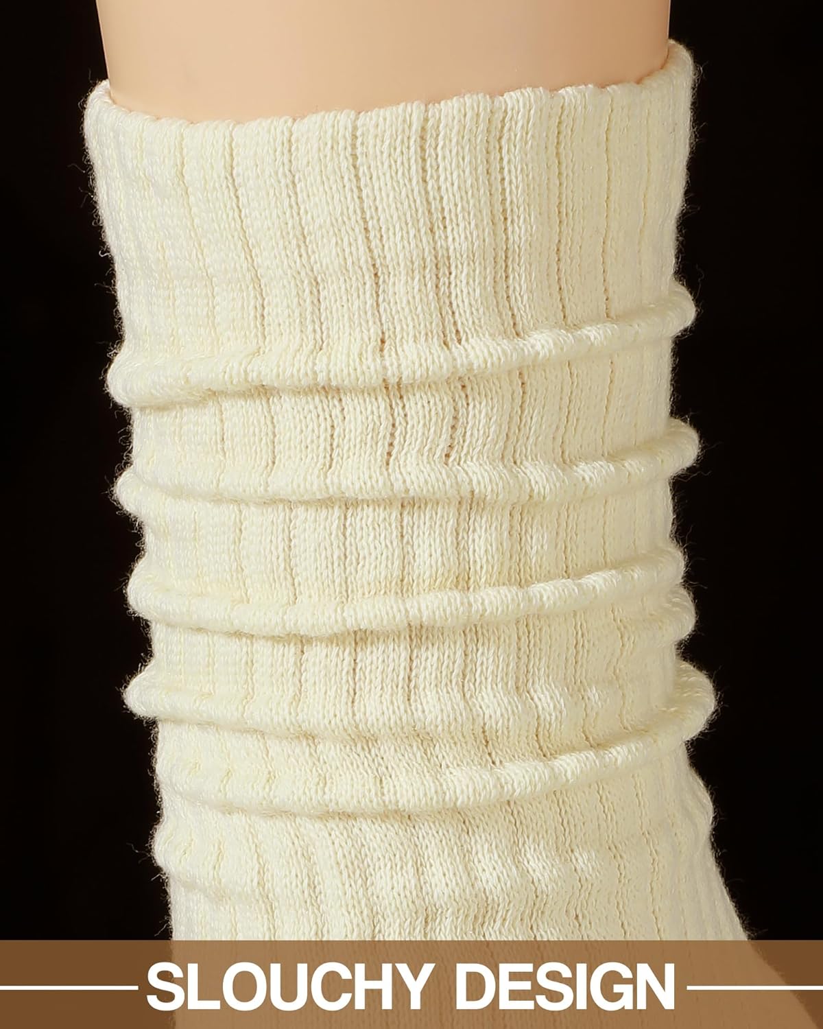 Zoooyawn 4 Pair Slouch Boot Socks for Women Cotton Scrunch Crew Socks Winter Athletic Slouchy Ribbed Baggy Stacked Accessory - Image 3