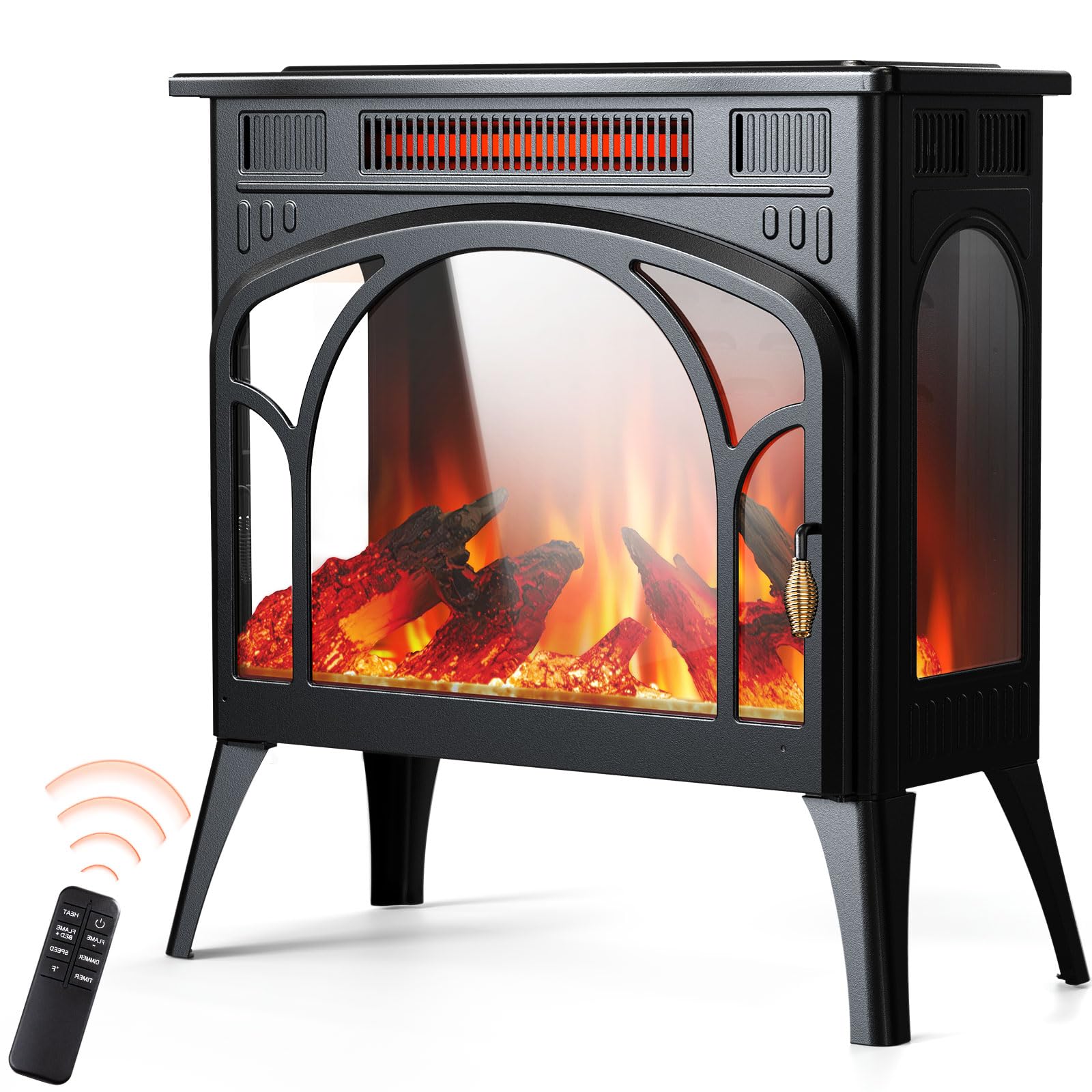 Amazon.com: Rintuf 1500W Electric Fireplaces, Infrared Electric Stove Heater  w/ 3D Flame, Adjustable Thermostat, 8H Timer, Remote Control, Overheat  Protection, Freestanding for Living Room Bedroom Indoor Use : Home u0026 Kitchen