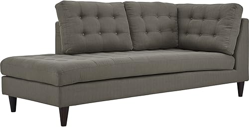 Sofá esquinero Modway Empress, estilo de mediados de siglo, tapizado de tela en avena, Tela, Granite