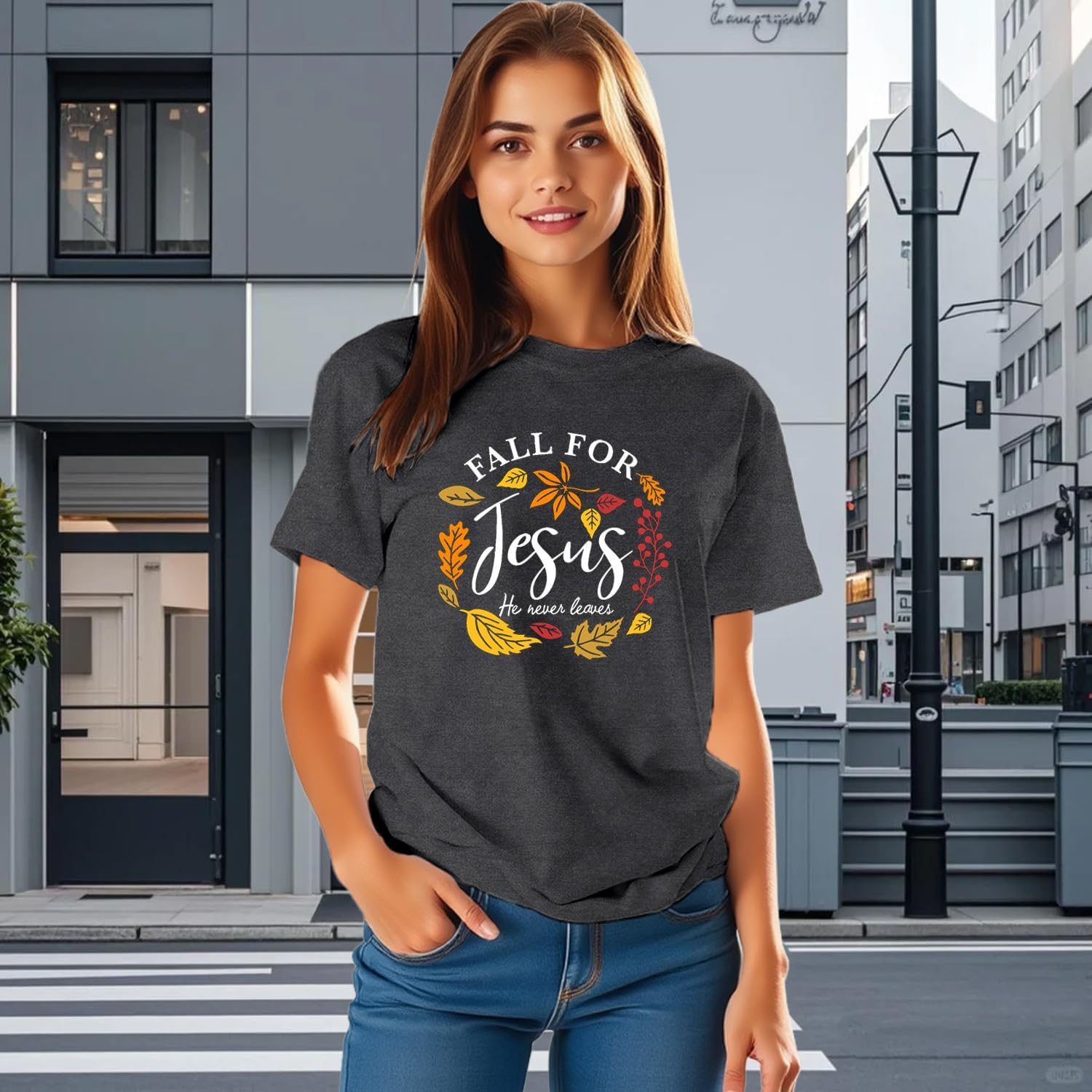 Christian Shirt for Women Jesus T-Shirt Inspirational Short Sleeve Fall for Jesus Tee Tops - Image 4