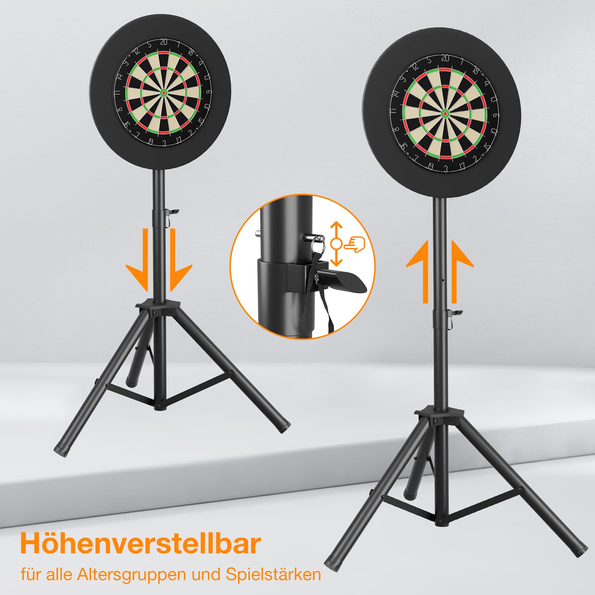 Heavy Duty Dartständer für Dartscheibe mit Tragetasche – Faltbar Dartscheibe Ständer Höhenverstellbar(106-200cm) – Tragbar Ständer für Klassische & Elektronische Dartboards – Extra Stabil