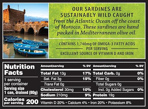 Miniatura 2 de Crown Prince Sardinas naturales sin piel y sin hueso en aceite de oliva puro, latas de 3.75 onzas (paquete de 12)