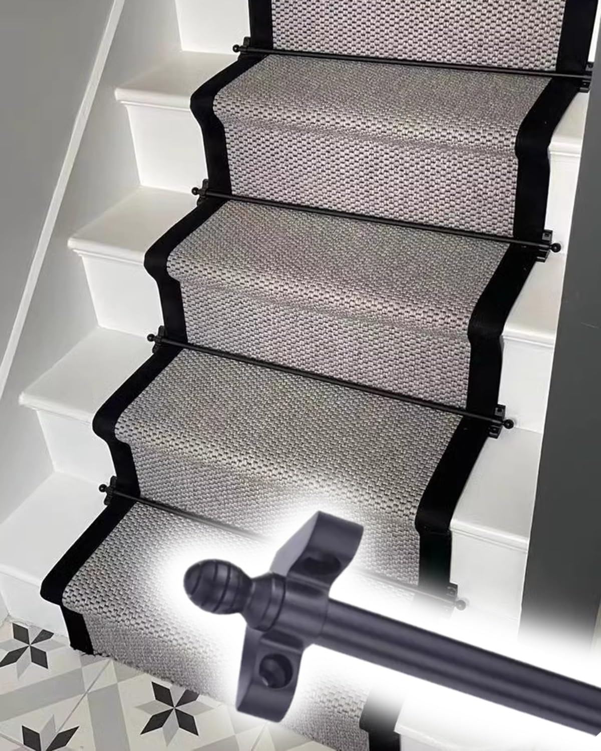 Tringle tapis escalier laiton noir pour sécuriser l'hôtel et la maison